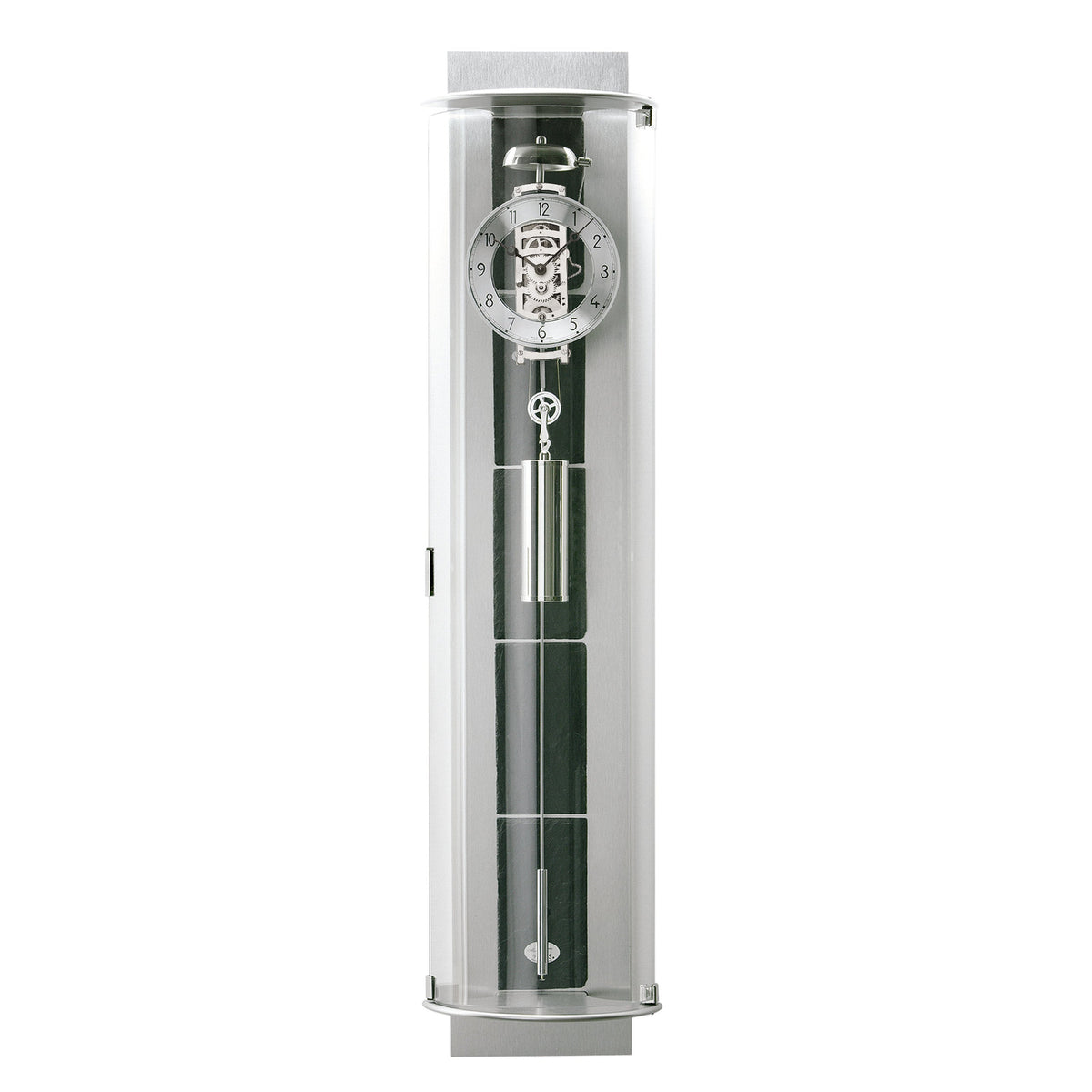 AMS R695 Regulator mit Aluminium-Oberfläche, Naturschiefer-Elementen und 8-Tage Seilzugwerk