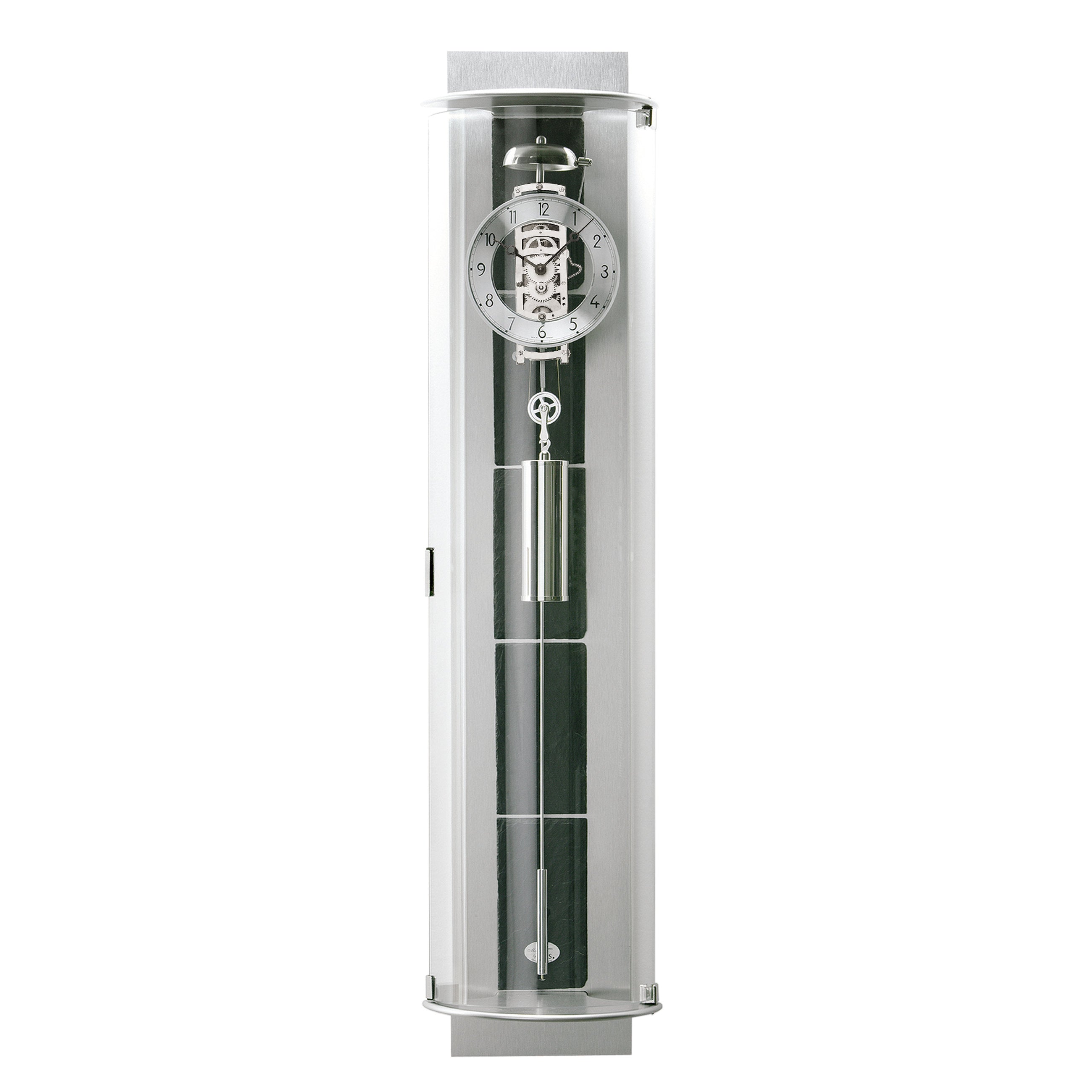AMS R695 Regulator mit Aluminium-Oberfläche, Naturschiefer-Elementen und 8-Tage Seilzugwerk