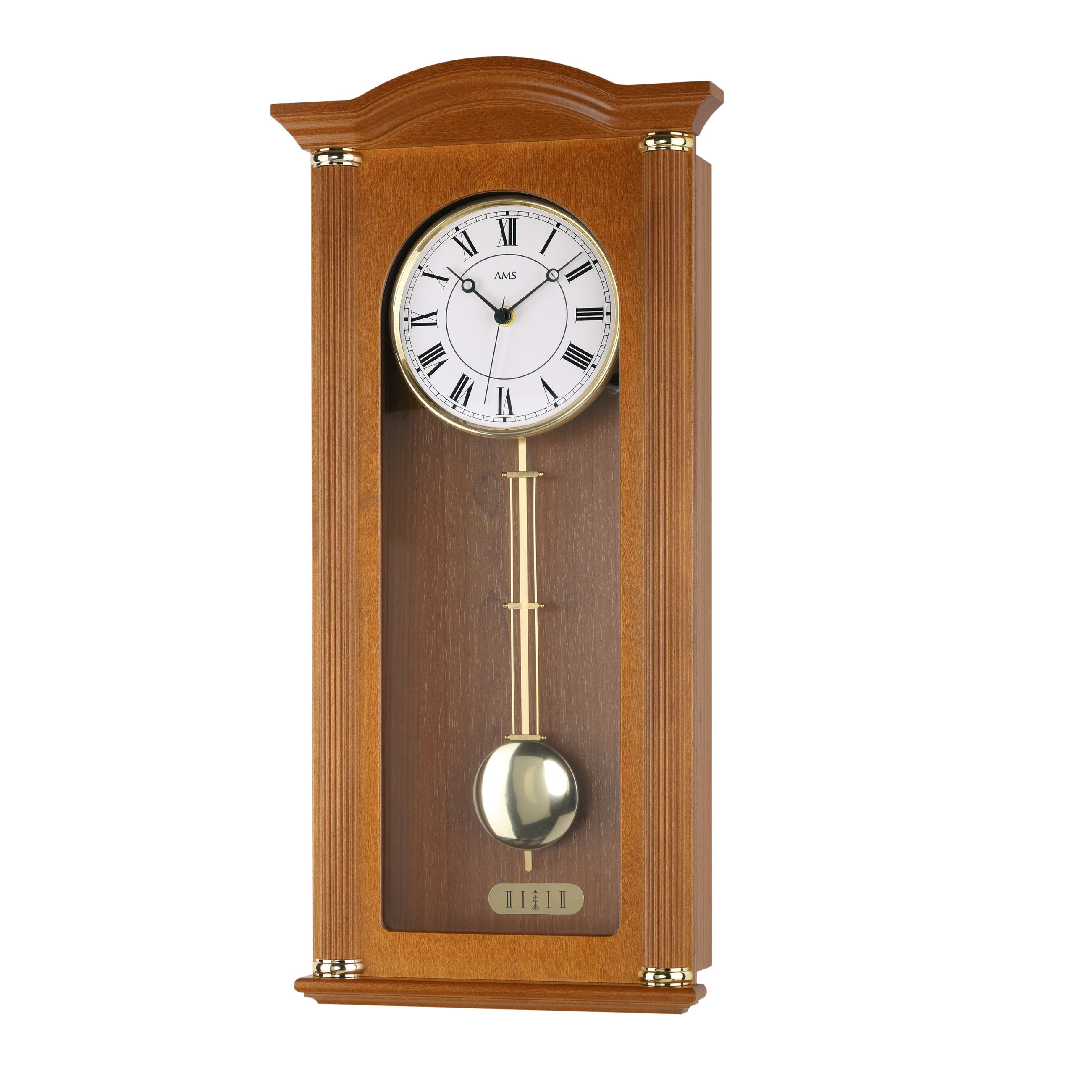 AMS W7014-9 Pendelwanduhr mit Kirschbaum-Holzgehäuse und Schlagwerk