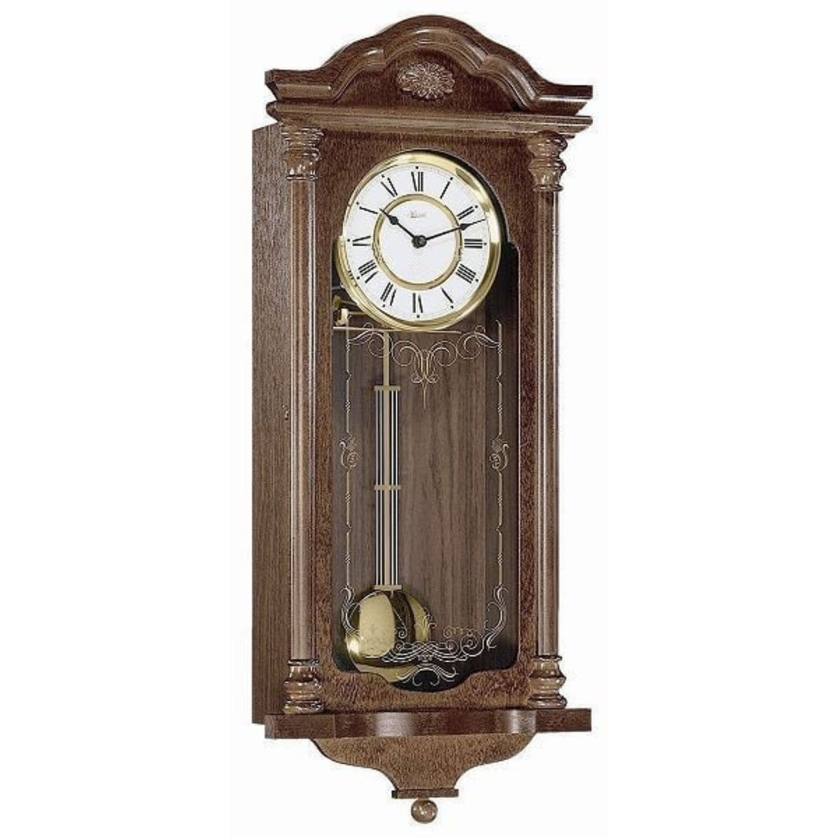 Hermle 70509-032214 Regulateur Fulham Nussbaum mit Dekorglas Quartz