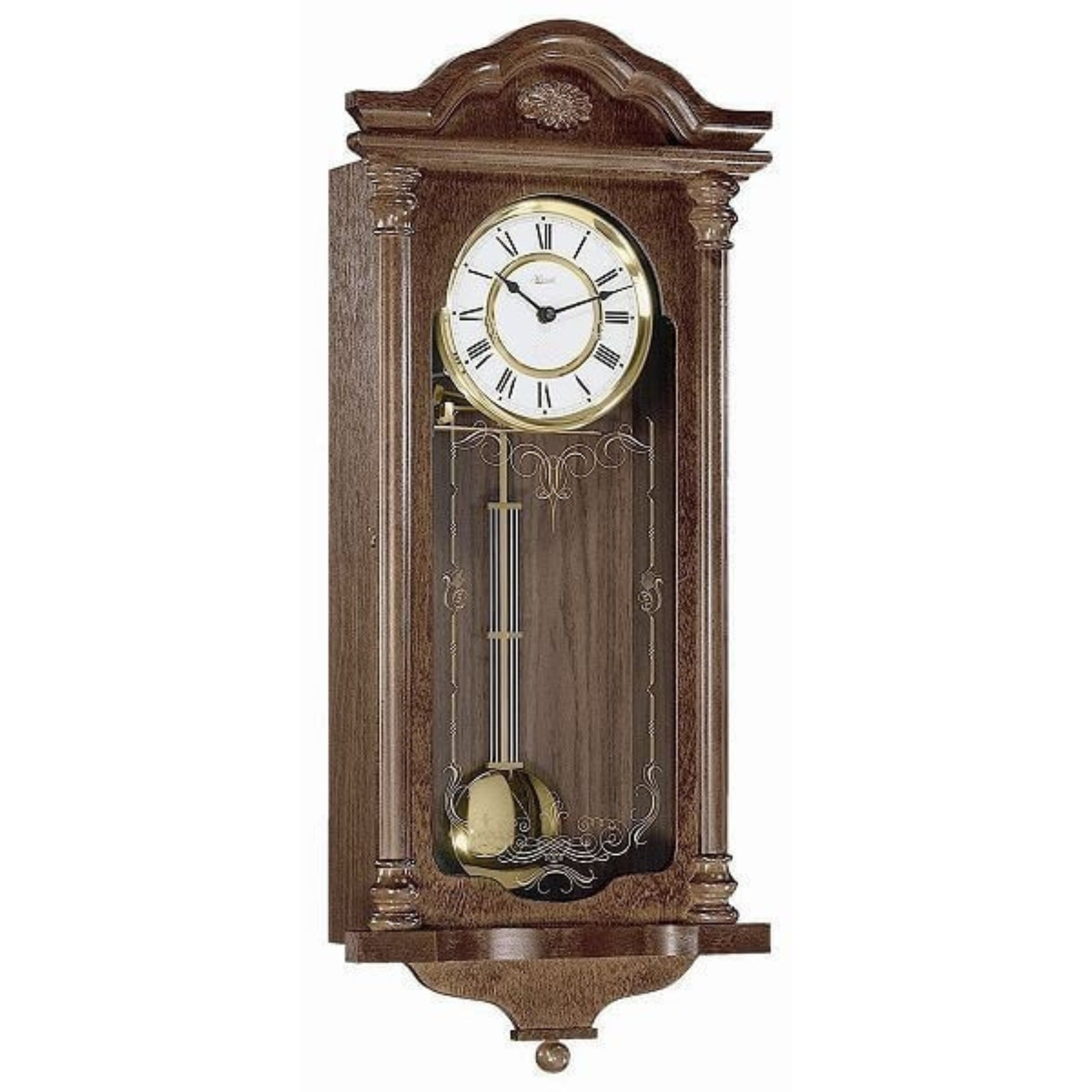 Hermle 70509-032214 Regulateur Fulham Nussbaum mit Dekorglas Quartz