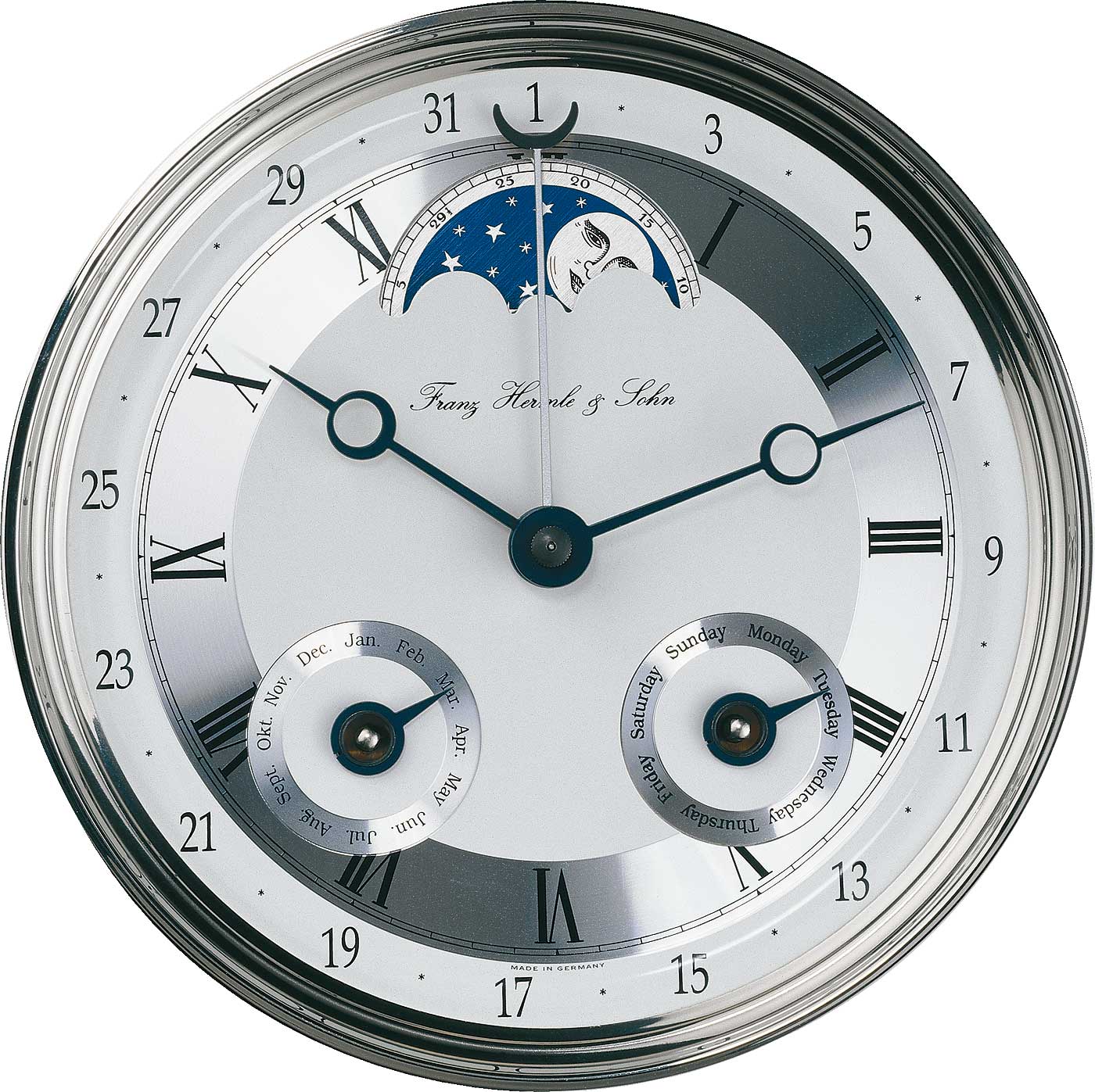 Hermle 70650-070058 Regulateur Mornigton mahagoni"FRANZ HERMLE und SOHN" mit Mondphase und K4