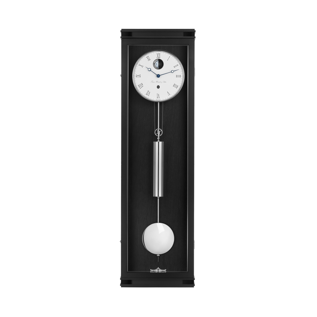 Hermle 71012-740761 Regulateur Hudson Franz Hermle & Sohn Monatsläufer Schwarz mit weissem Ziffernblatt und Mondkugel

