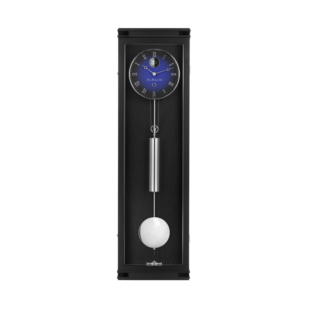  Hermle 71013-740761 Regulateur Hudson Franz Hermle & Sohn Monatsläufer Schwarz mit blauem Ziffernblatt und Mondkugel