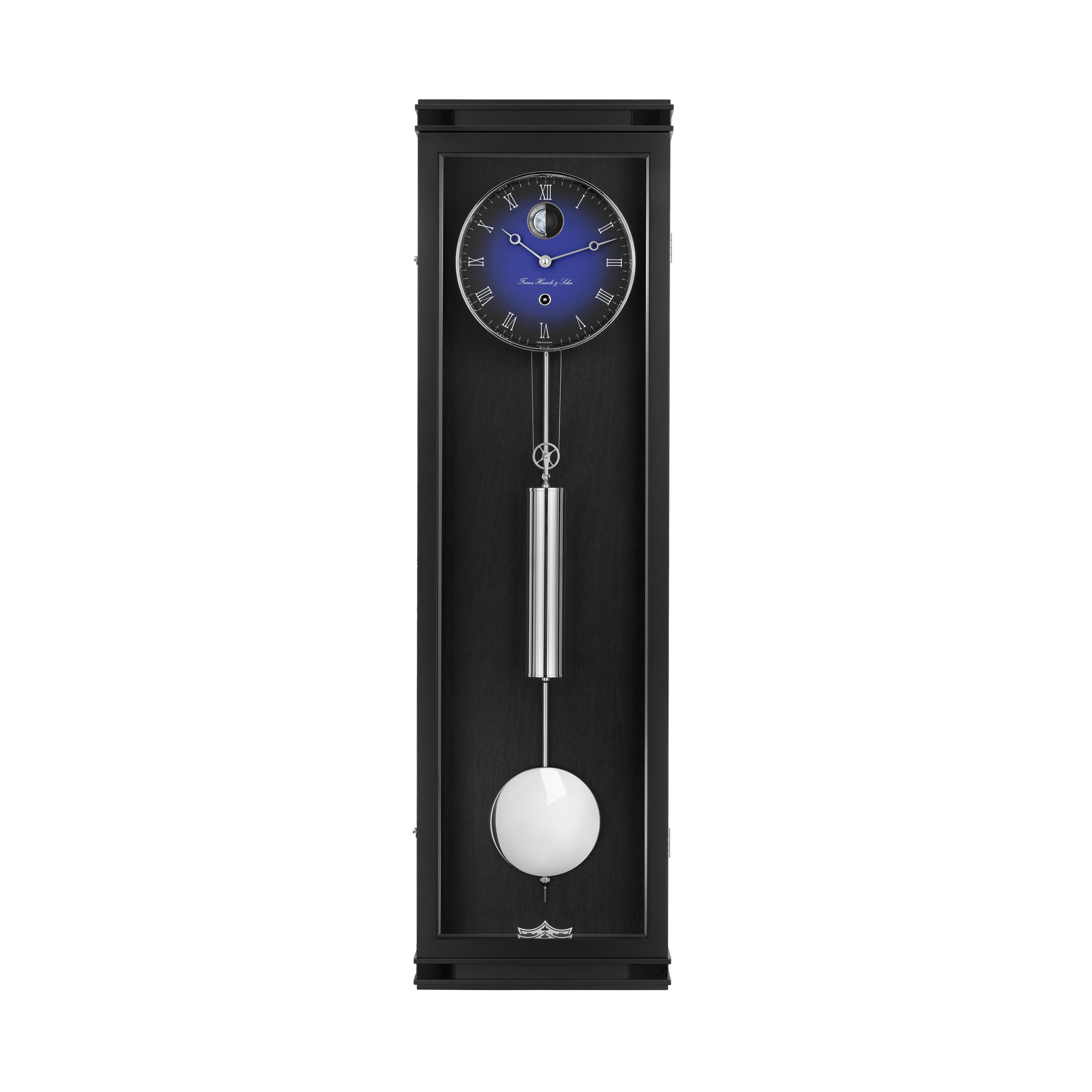  Hermle 71013-740761 Regulateur Hudson Franz Hermle & Sohn Monatsläufer Schwarz mit blauem Ziffernblatt und Mondkugel