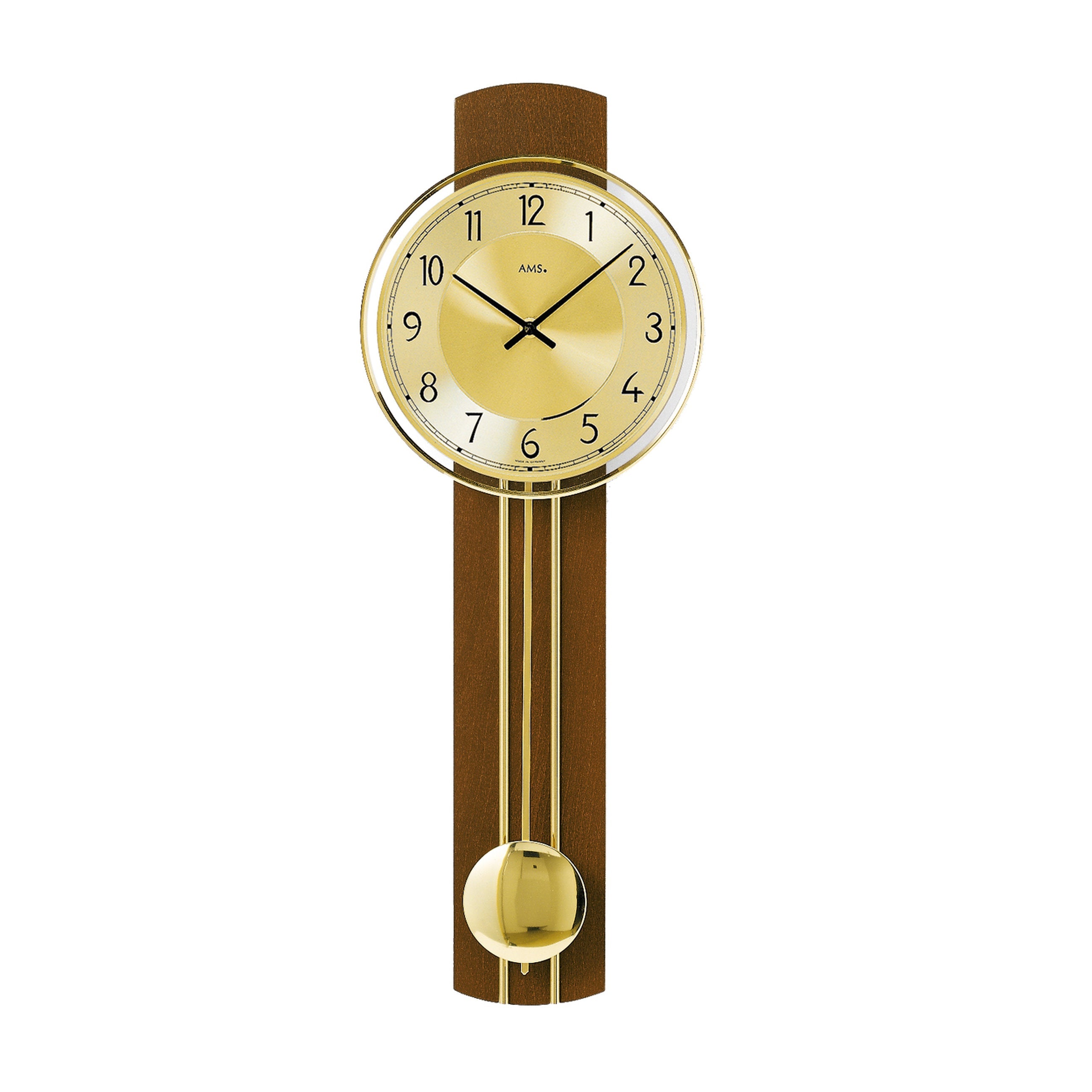 AMS W7115-1 Pendelwanduhr mit Nussbaum-Massivholzgehäuse