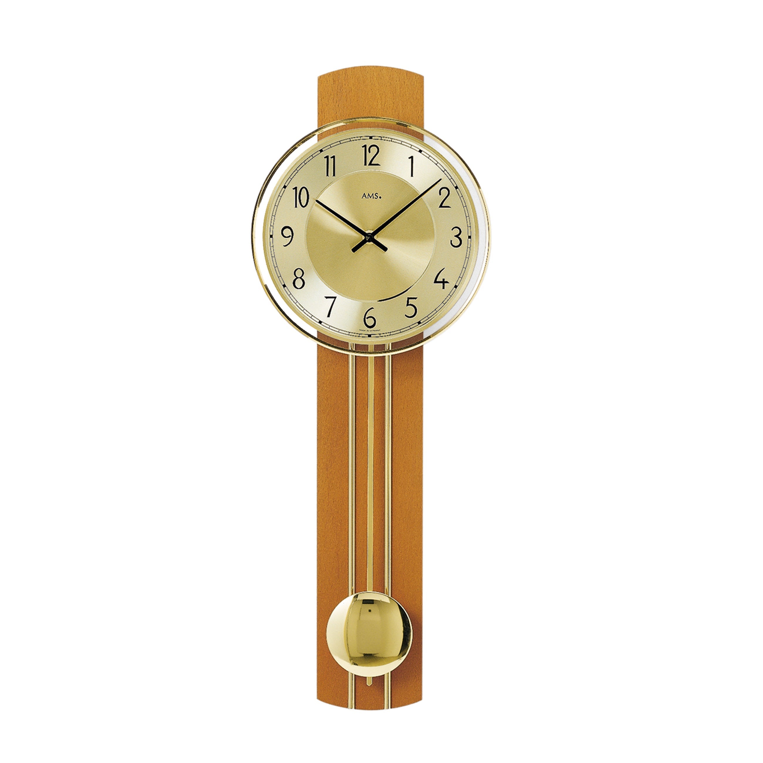 AMS W7115-9 Pendelwanduhr mit Kirschbaum-Massivholzgehäuse