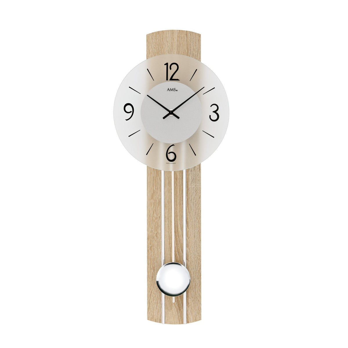 AMS W7274 Pendelwanduhr mit Sonoma-Applikation und verchromten Zierleisten