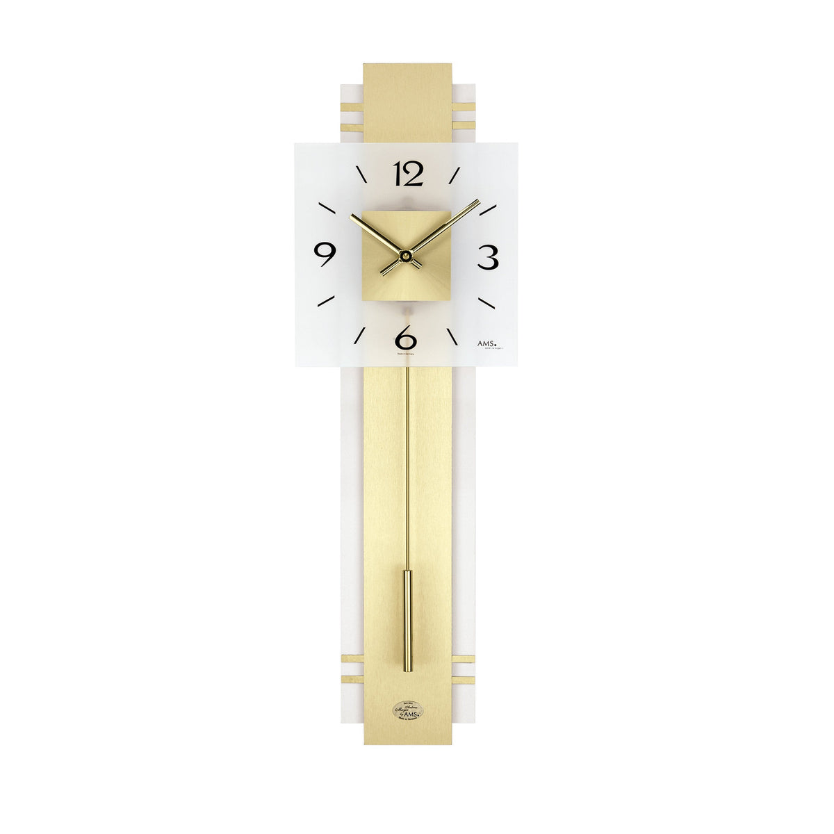 AMS W7301 Pendelwanduhr mit Nussbaum-Weiß-Holzrückwand