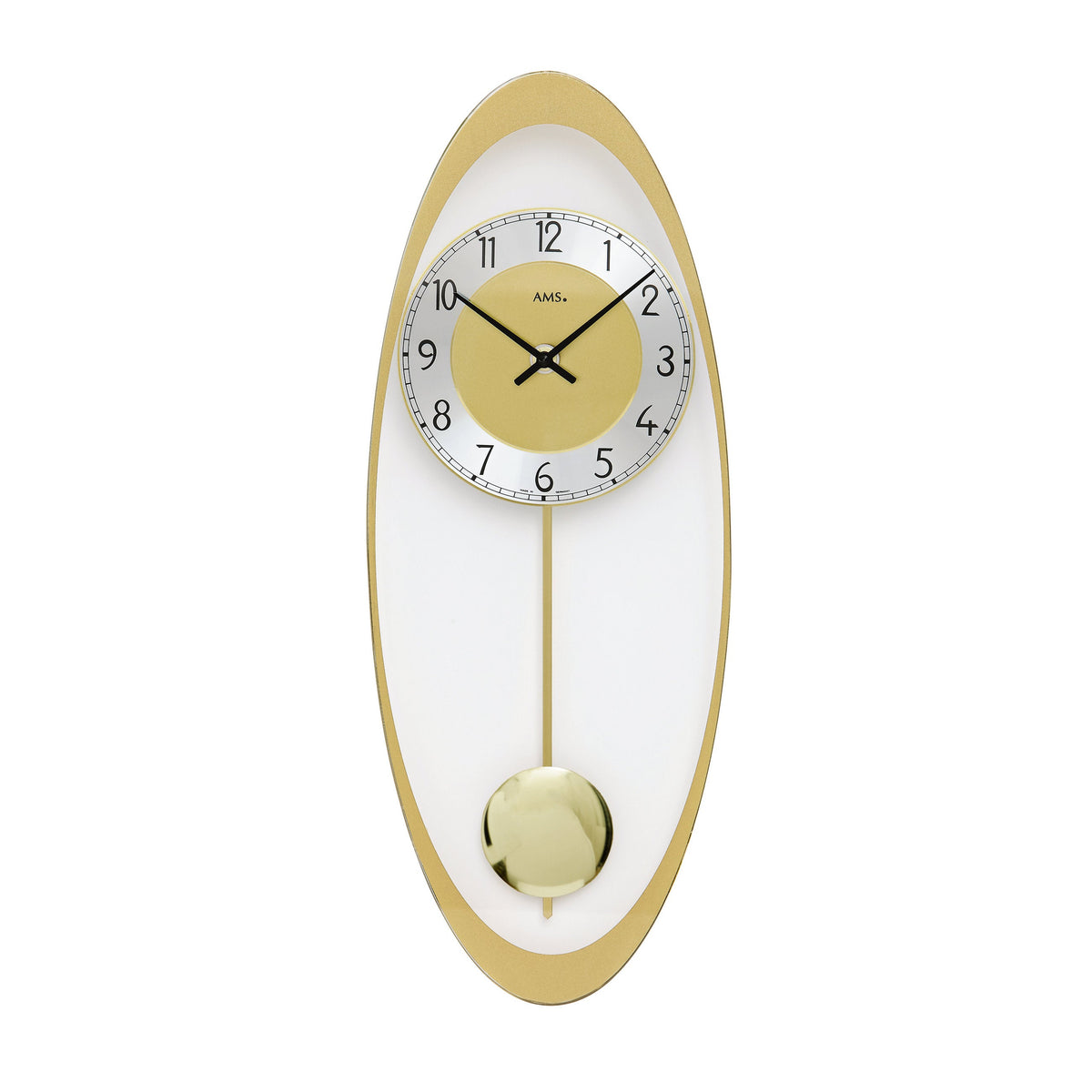 AMS W7417 Pendelwanduhr mit messingfarben bedrucktem Mineralglas
