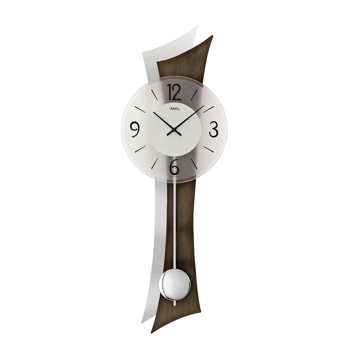 AMS W7425-1 Pendelwanduhr mit geschwungenem Nussbaumgehäuse