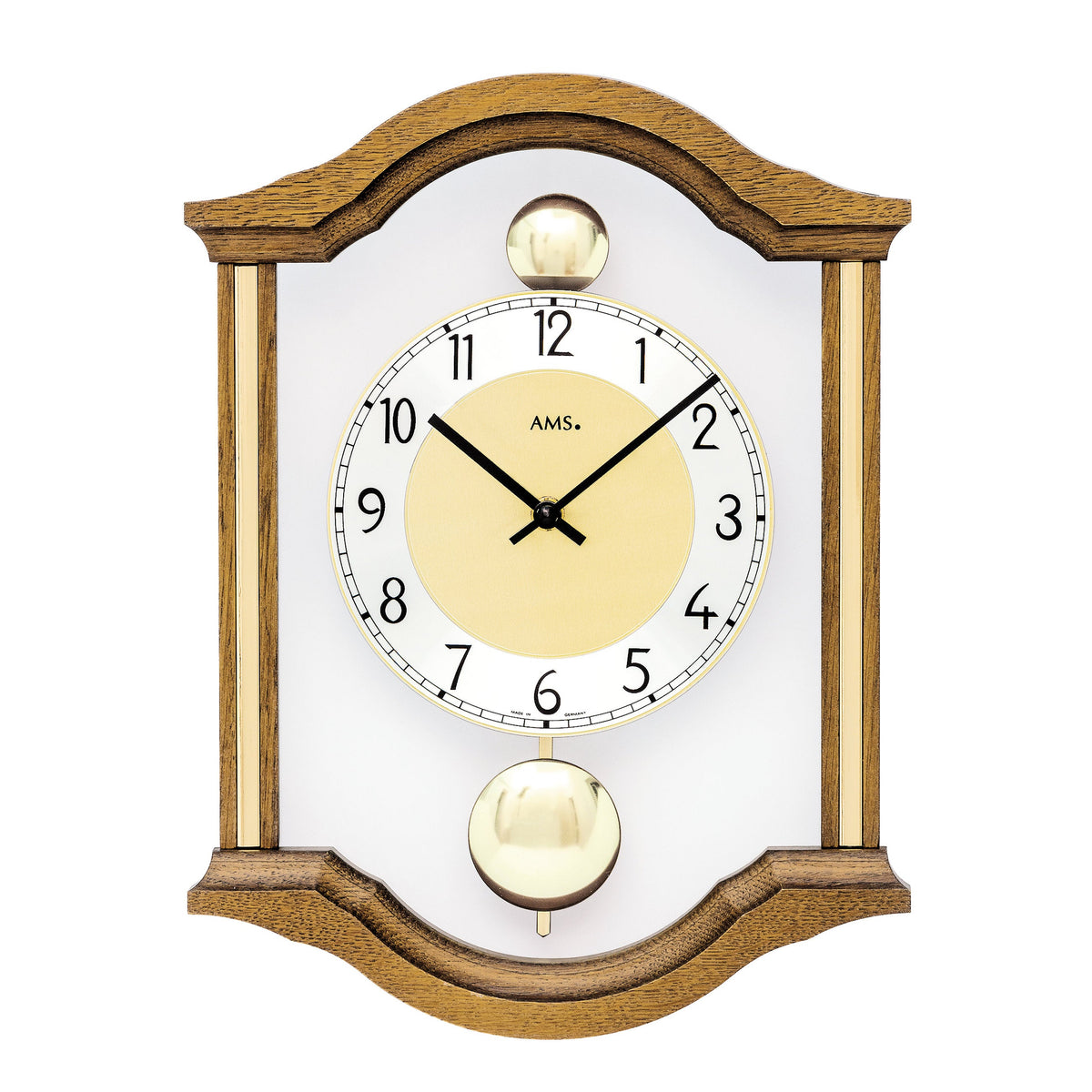 AMS W7447-4 Wanduhr mit massivem Eichenholzgehäuse