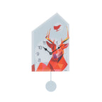 AMS W7491 Kuckucksuhr mit Hirsch-Design in Rot