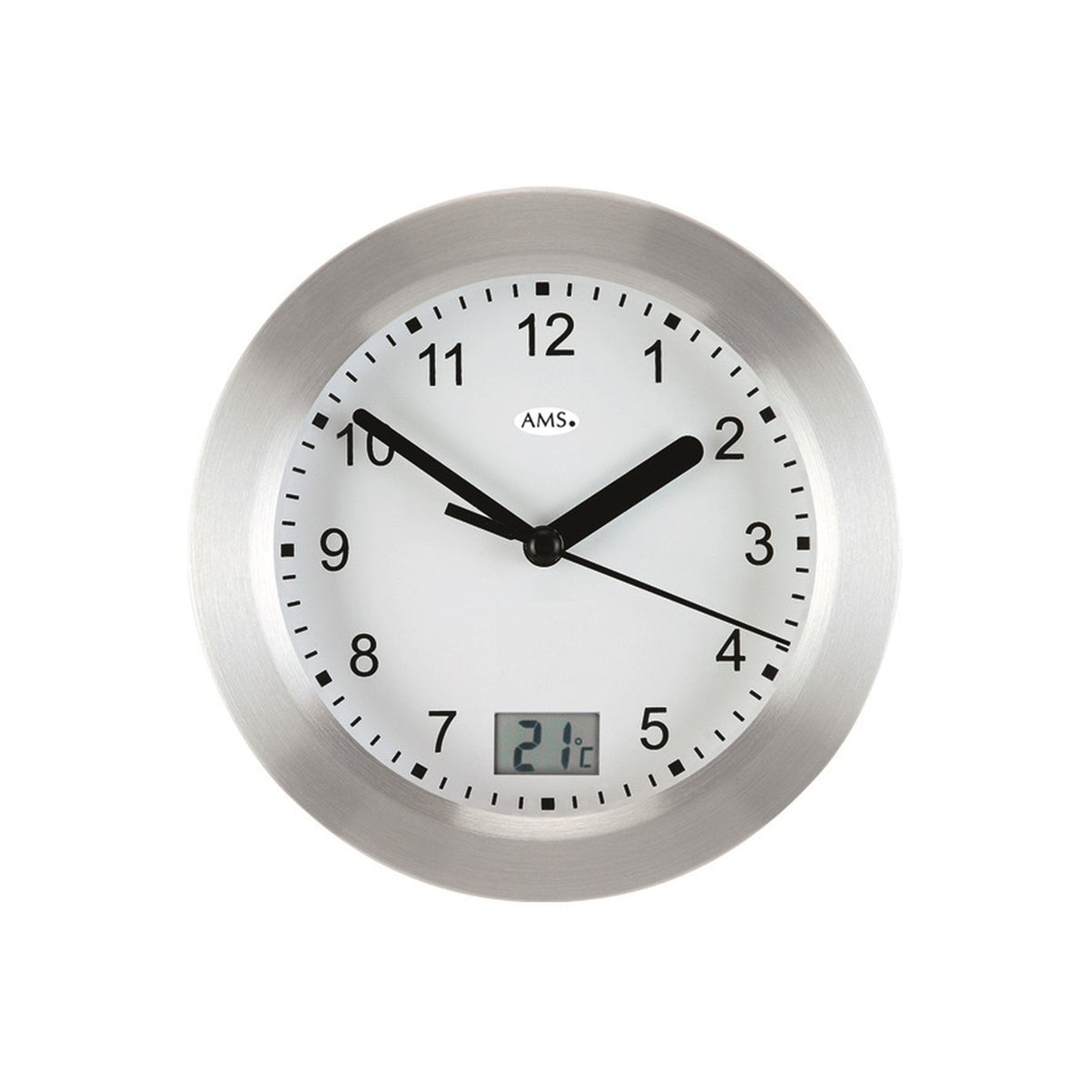 AMS W9223 Wanduhr mit silbernem Aluminium-Frontring