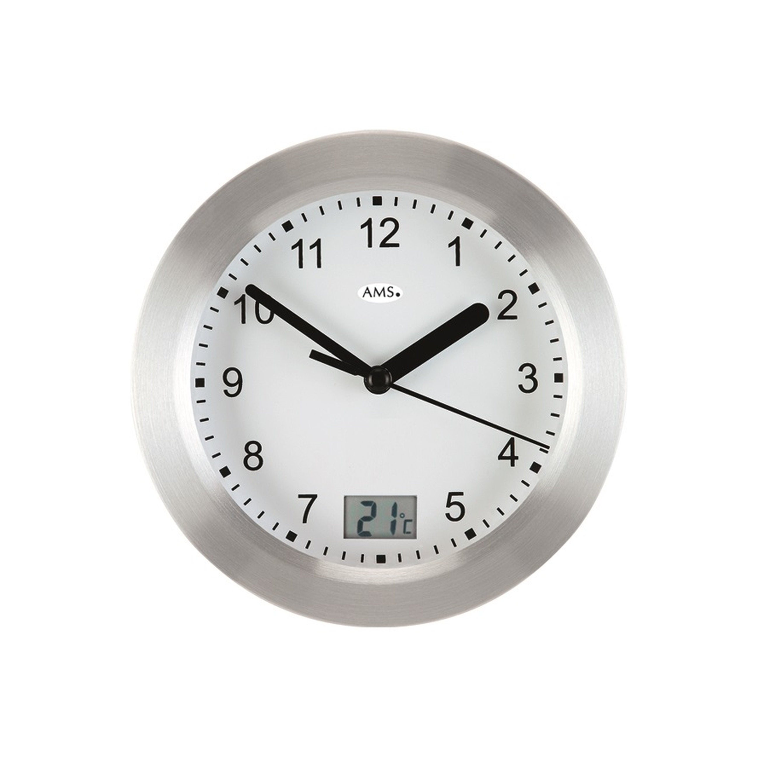 AMS W9223 Wanduhr mit silbernem Aluminium-Frontring