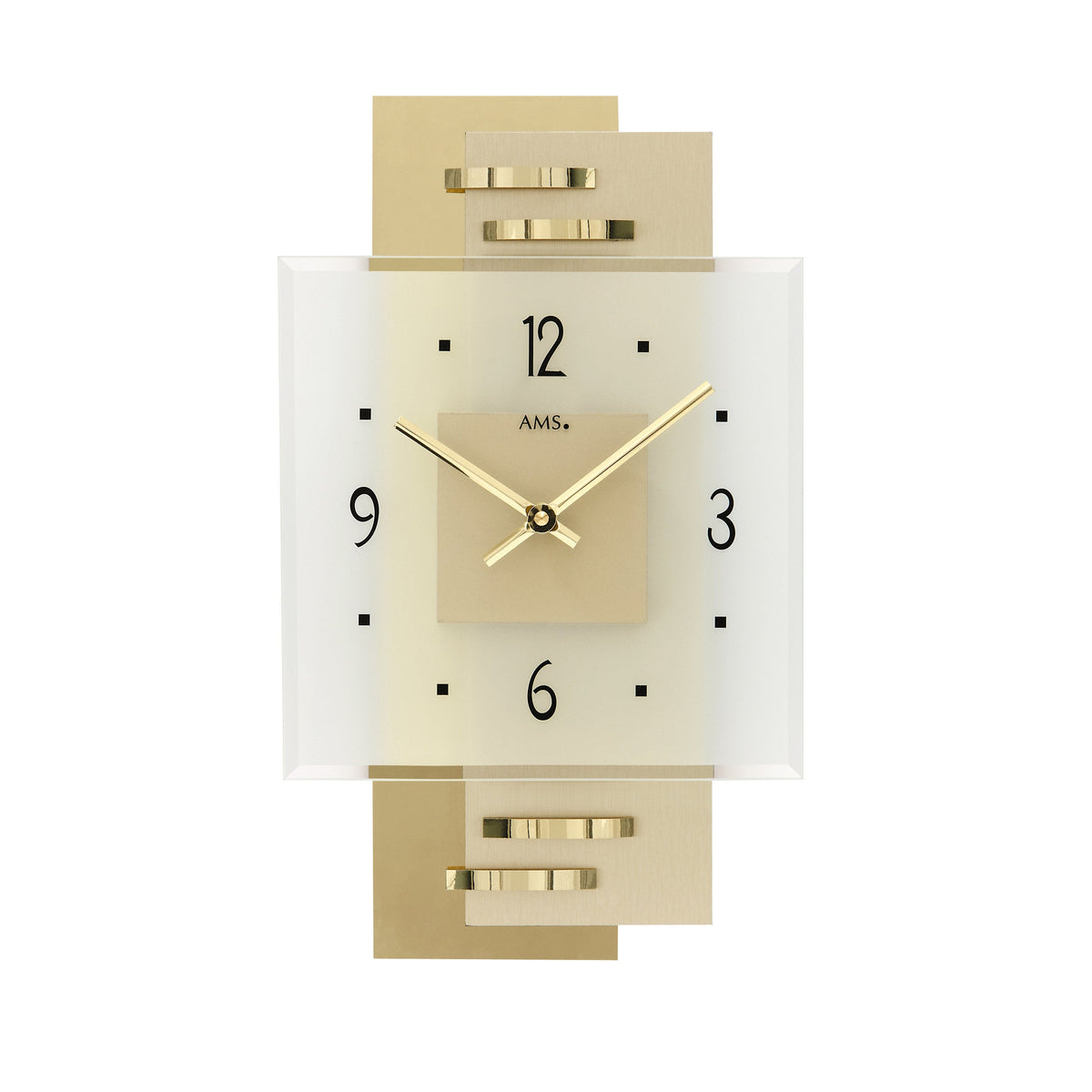 AMS W9241 Wanduhr mit Messing-Applikation und facettiertem Mineralglas