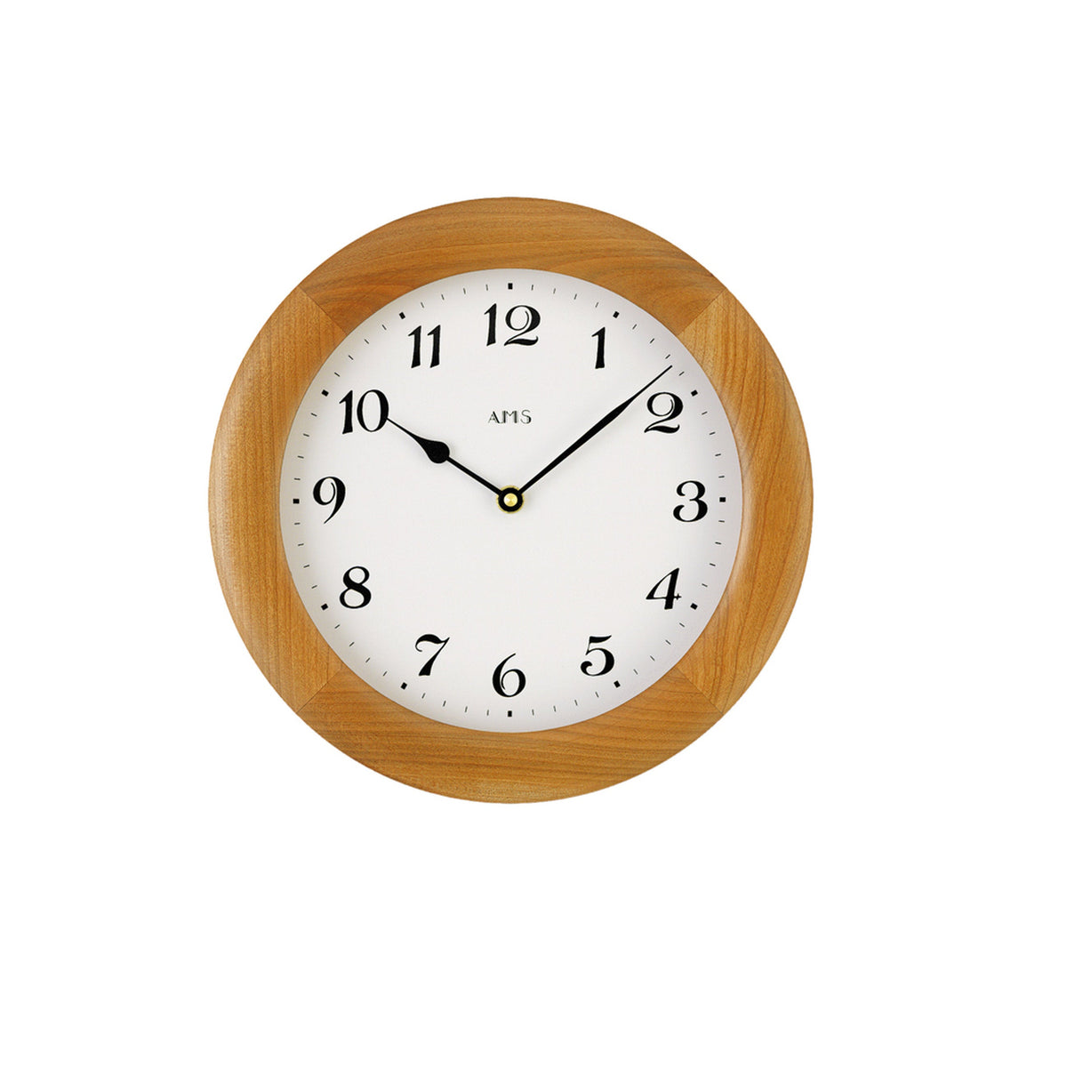 AMS W929-9 Wanduhr mit kirschbaumlackiertem Massivholzrahmen