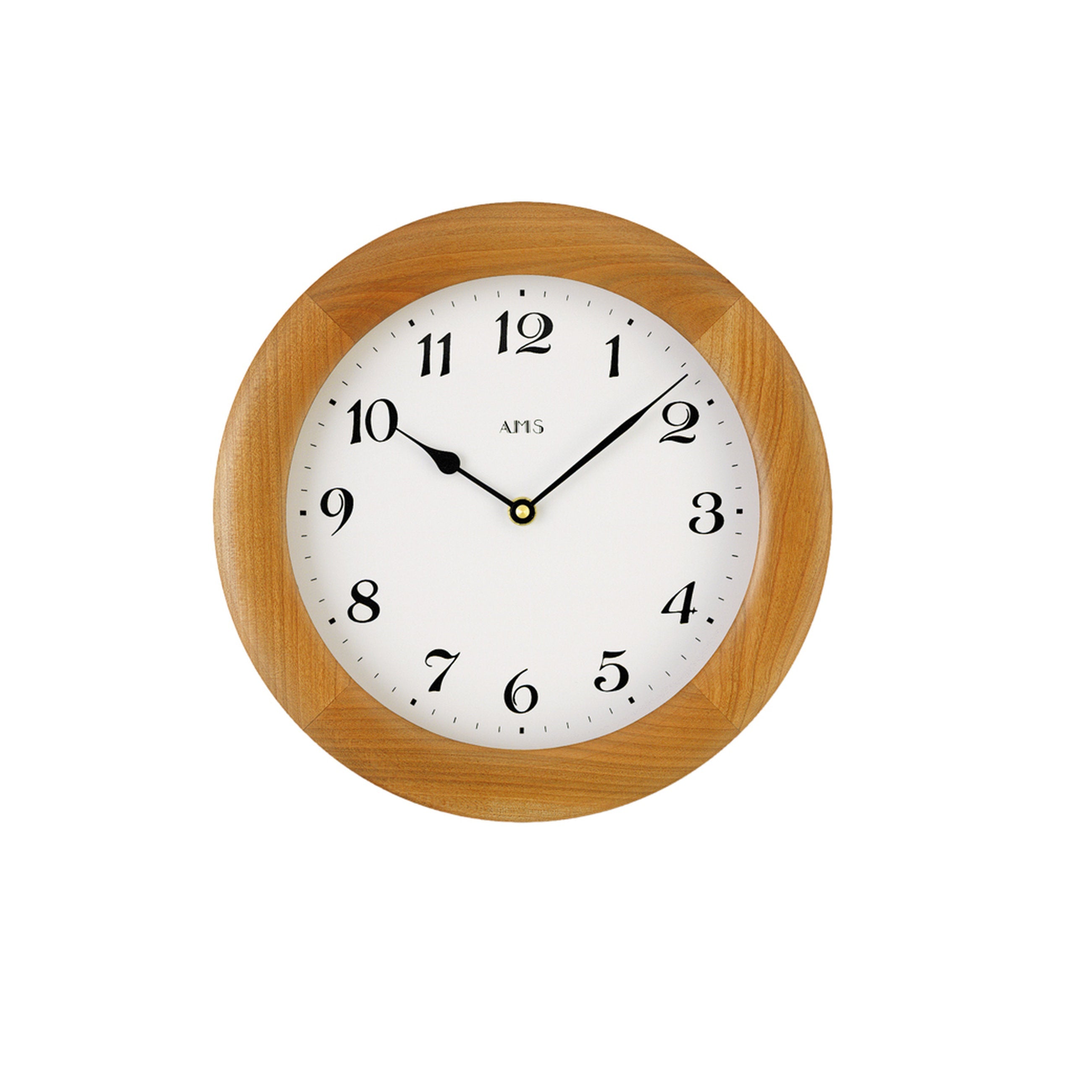 AMS W929-9 Wanduhr mit kirschbaumlackiertem Massivholzrahmen