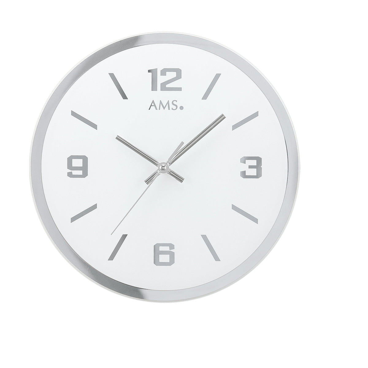 AMS W9322 Wanduhr mit facettiertem und bedrucktem Spiegelglas