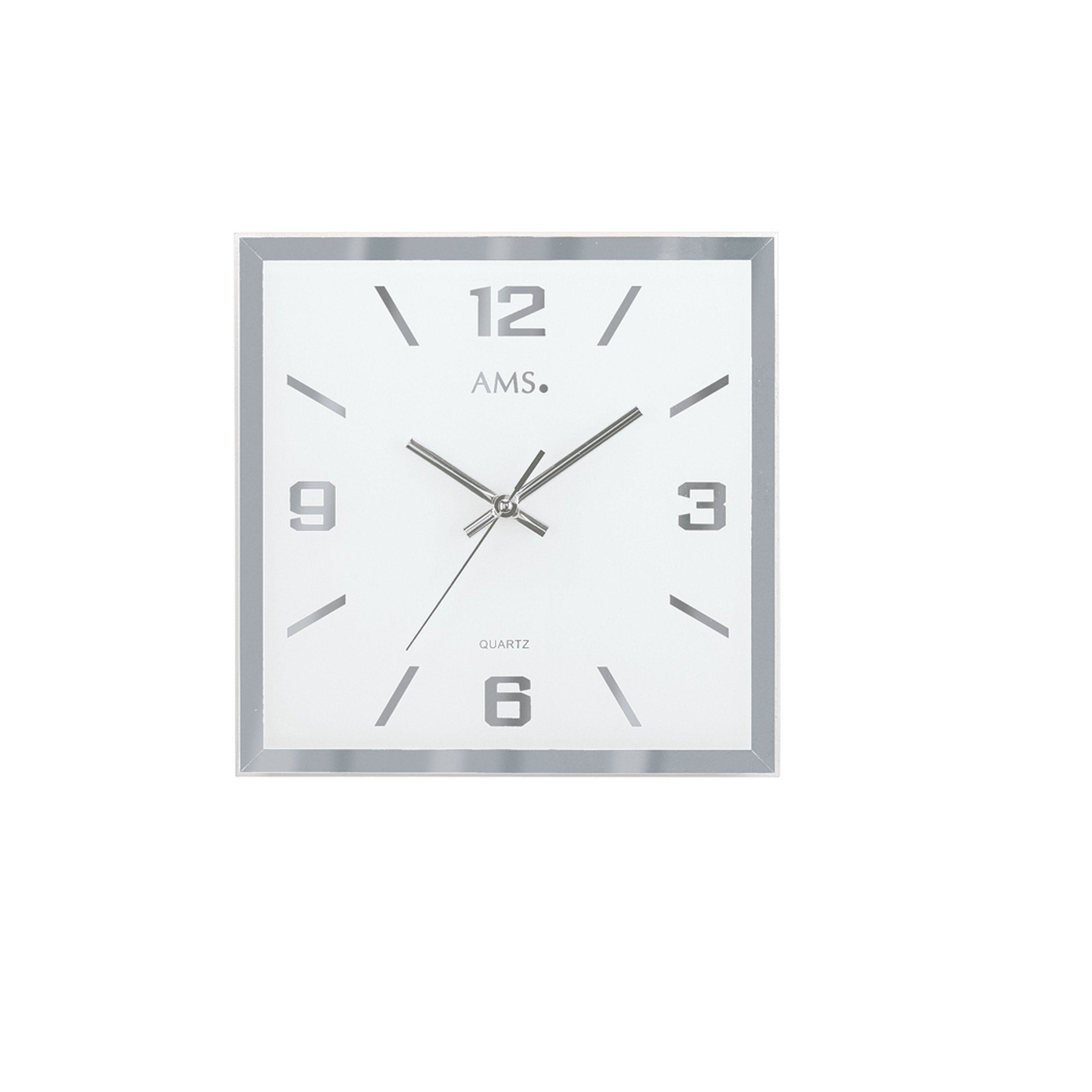 AMS W9324 Wanduhr mit facettiertem und bedrucktem Spiegelglas