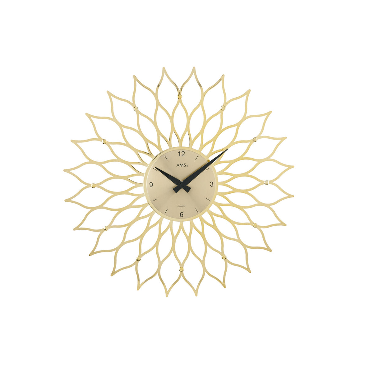 AMS W9359 Wanduhr mit gewölbtem Blüten-Design in Kunststoff