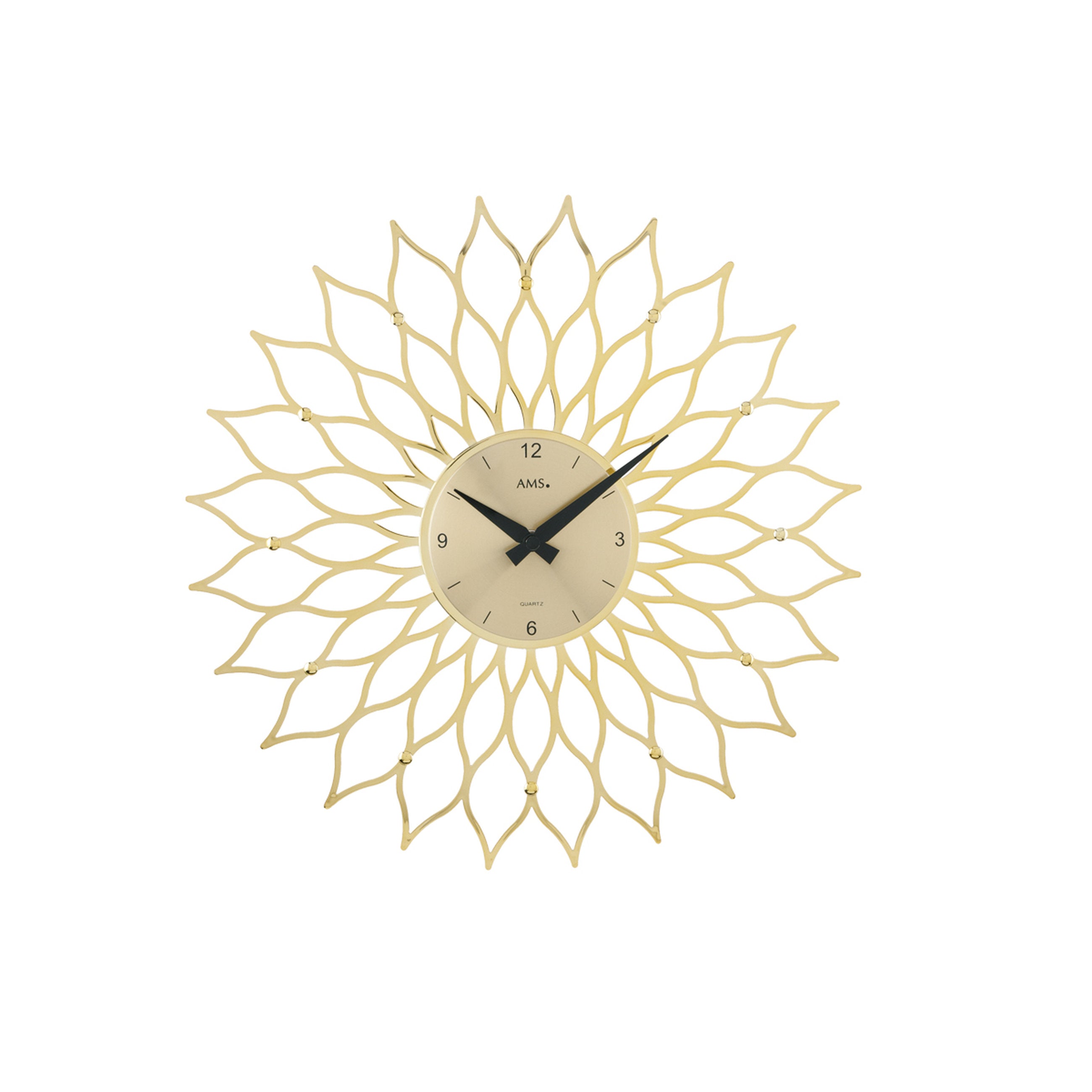 AMS W9359 Wanduhr mit gewölbtem Blüten-Design in Kunststoff