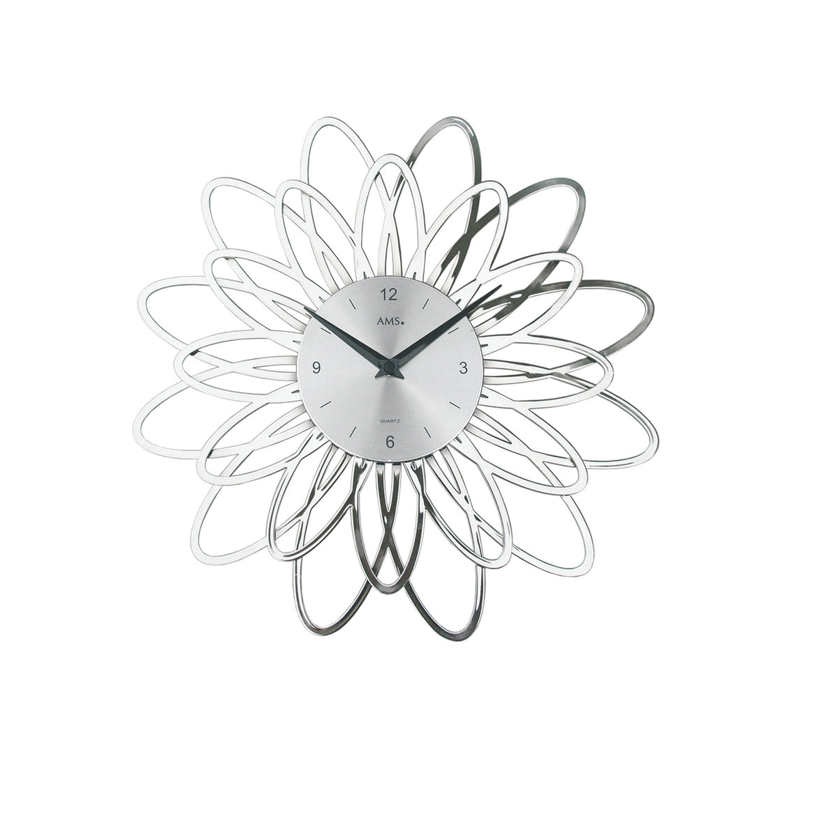 AMS W9362 Wanduhr mit floralem Design und Kunststoffgehäuse