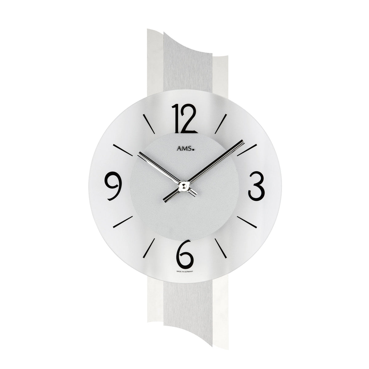 AMS W9394 Wanduhr mit Schiefer-Applikation auf geschliffenem Aluminium