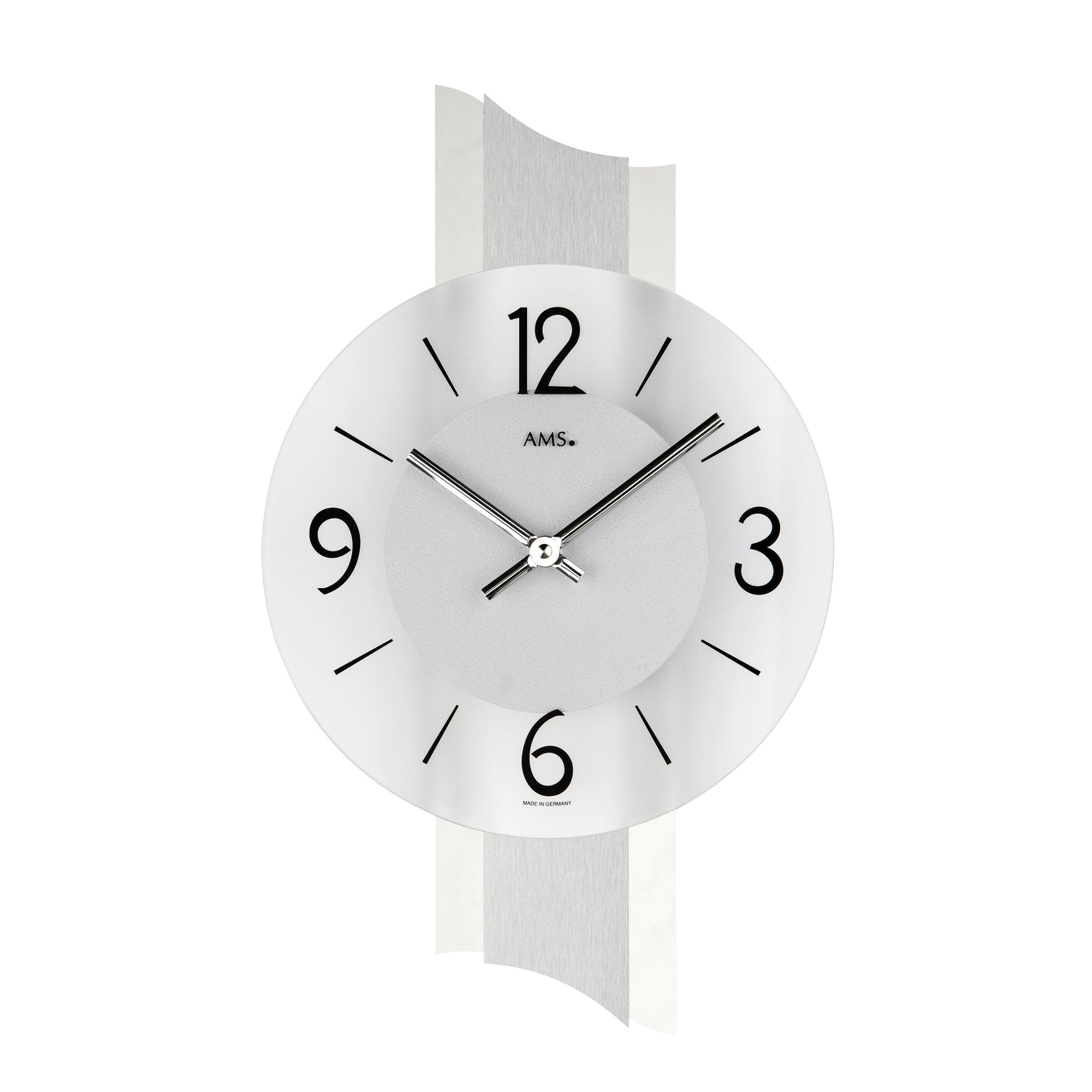 AMS W9394 Wanduhr mit Schiefer-Applikation auf geschliffenem Aluminium