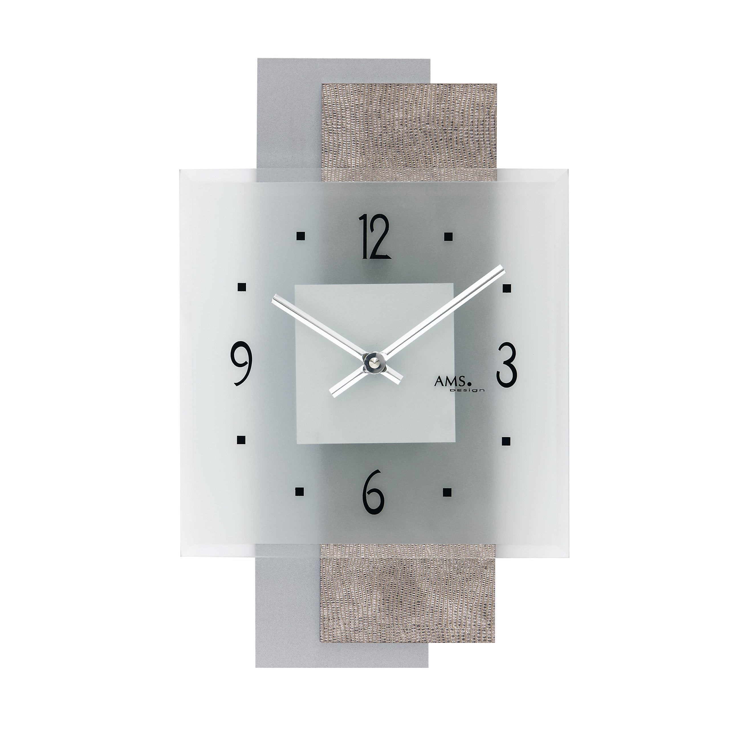 AMS W9443 Wanduhr mit Design-Kunstleder auf Holzrückwand