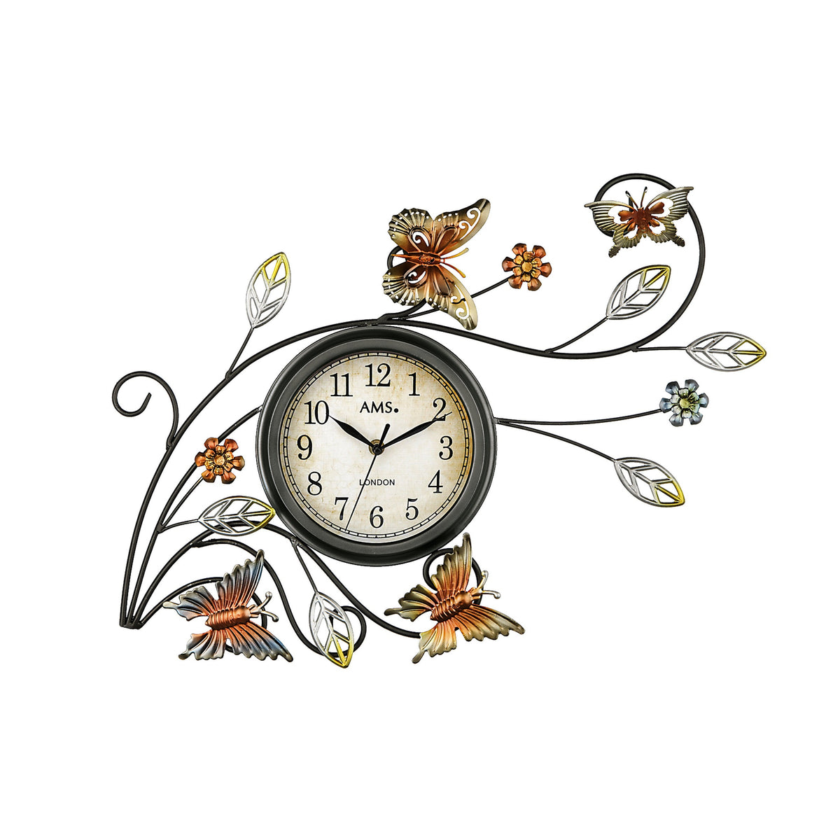 AMS W9446 Wanduhr mit wetterfestem Metallgehäuse für Außenbereiche