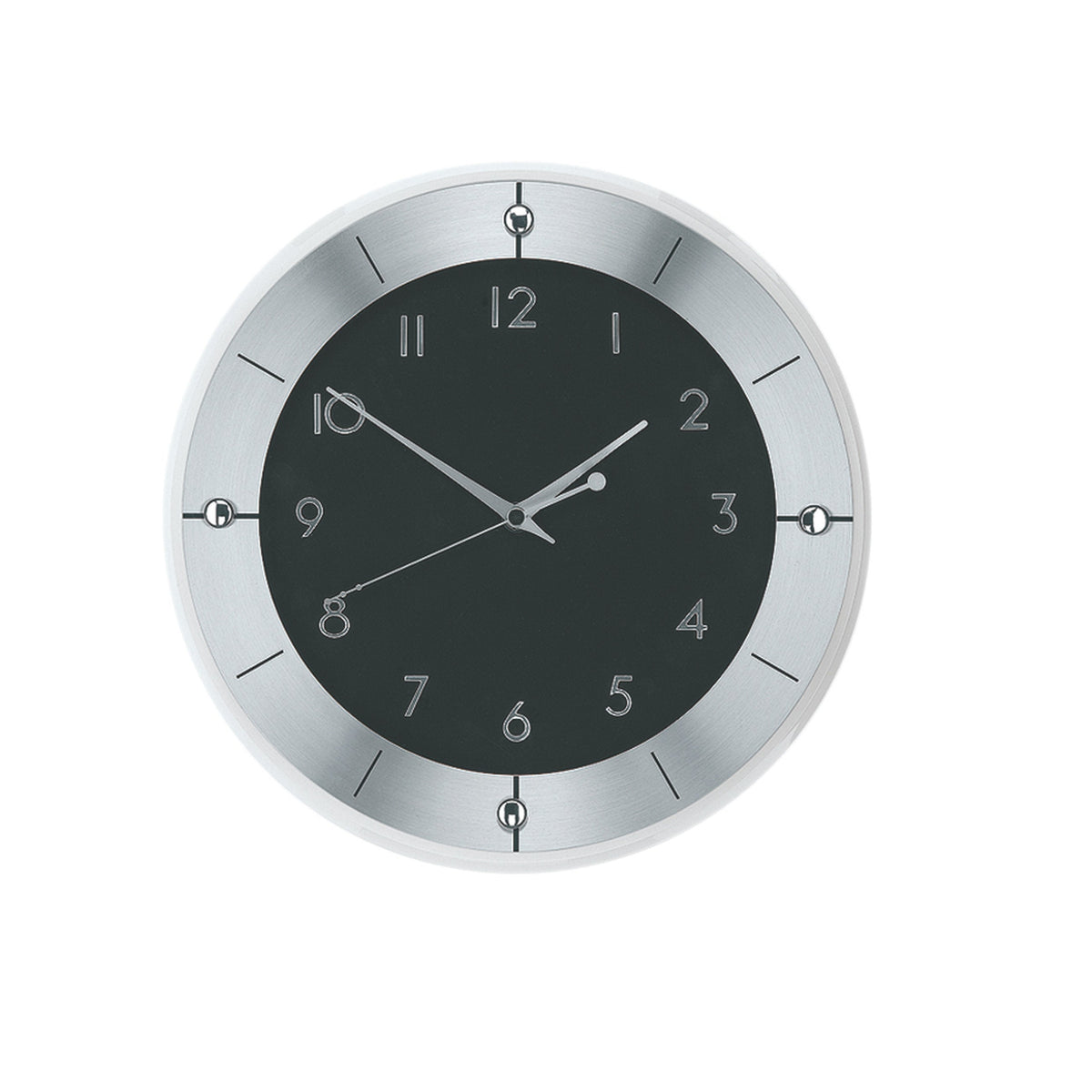 AMS W9449 Wanduhr mit facettiertem Mineralglas und geschliffenem Aluminium