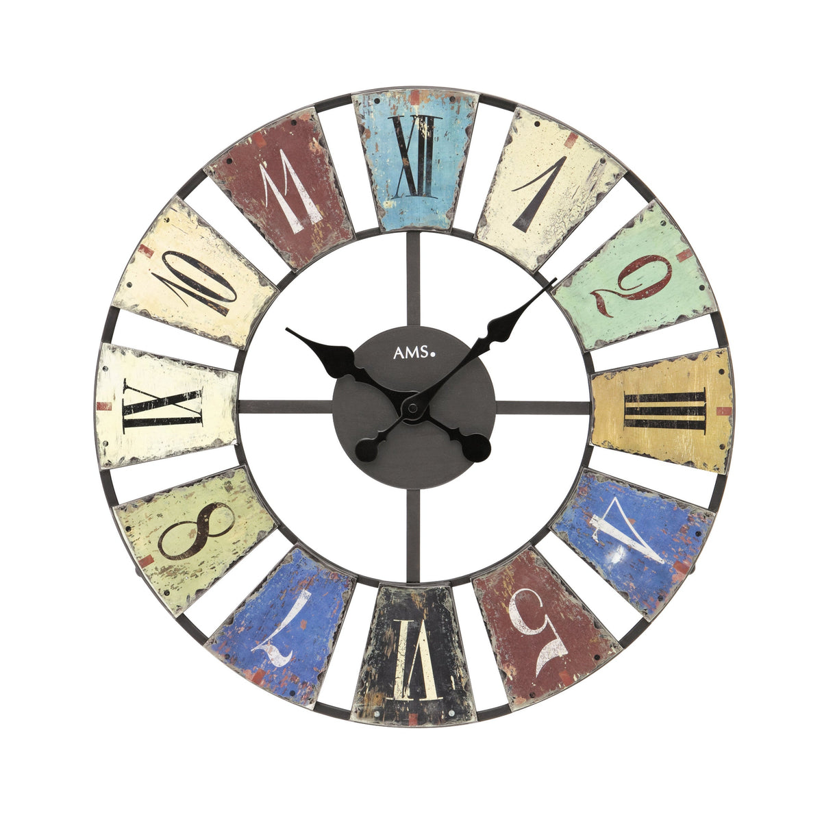 AMS W9465 XXL-Wanduhr mit Metallgehäuse