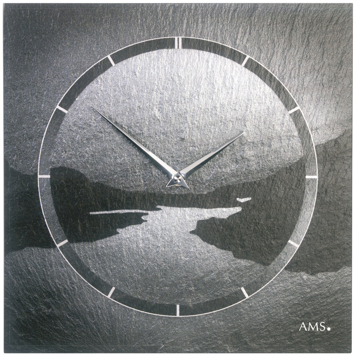 AMS W9512 Wanduhr mit Naturschiefer und Airbrush-Design