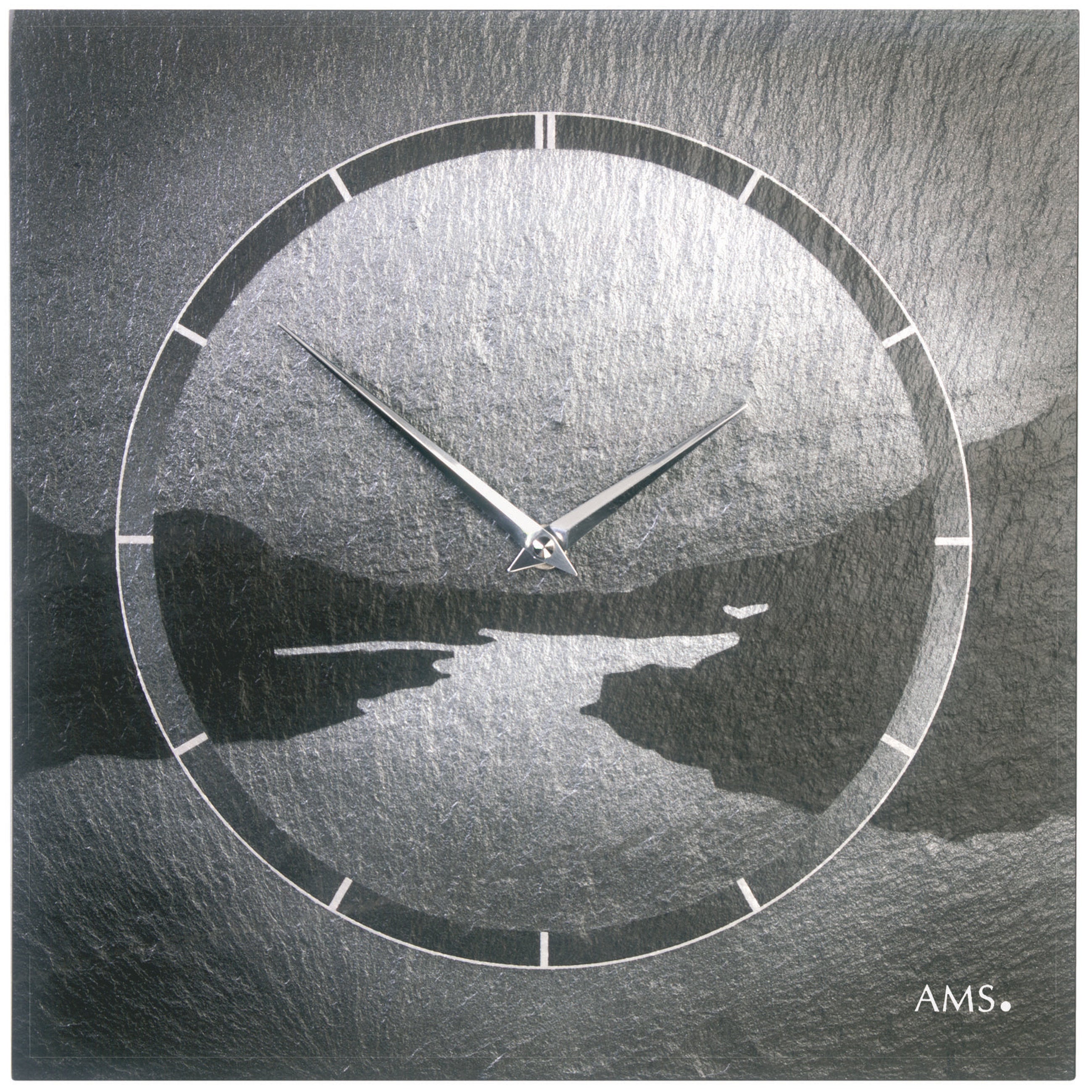 AMS W9512 Wanduhr mit Naturschiefer und Airbrush-Design