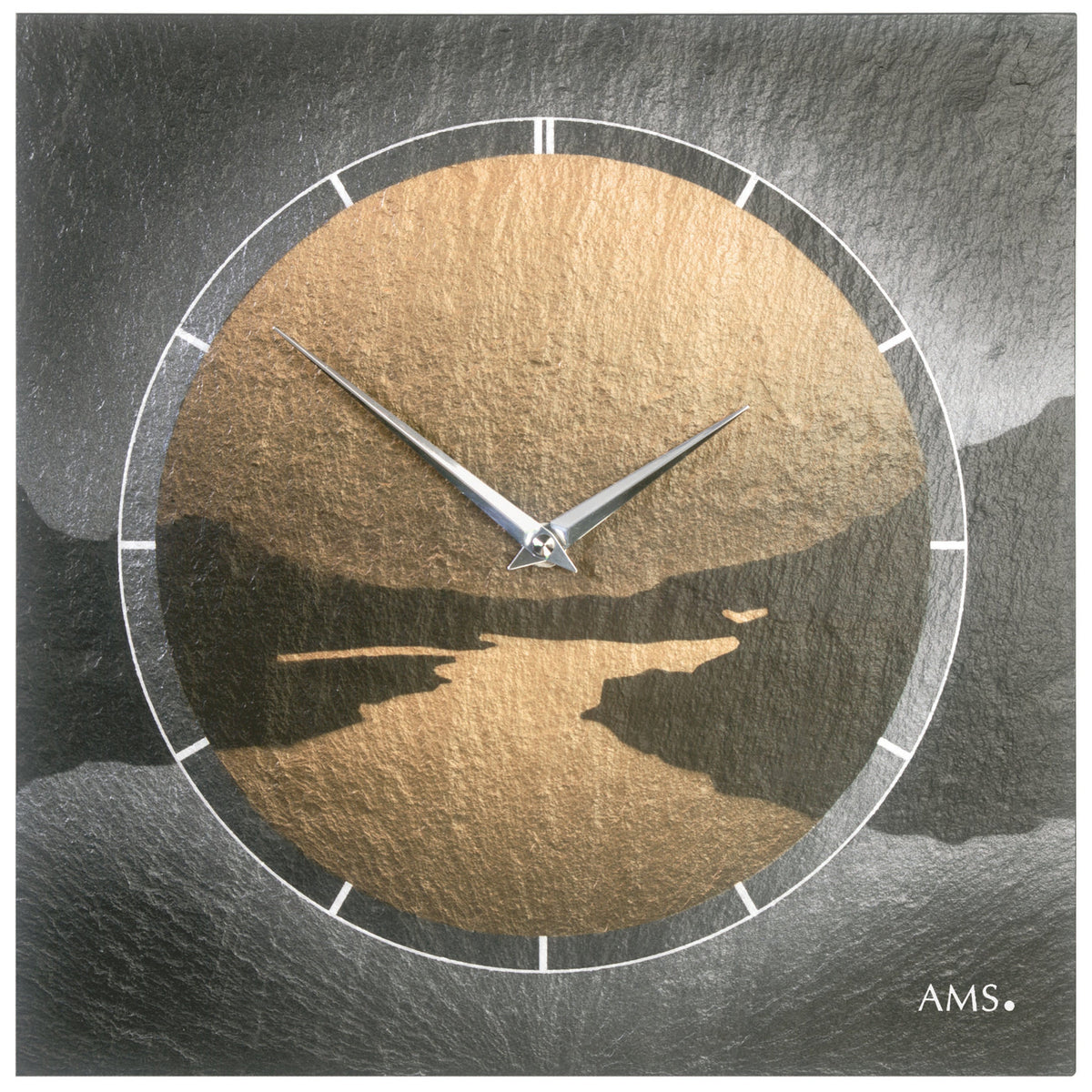 AMS W9513 Wanduhr mit Naturschiefer und Airbrush-Design