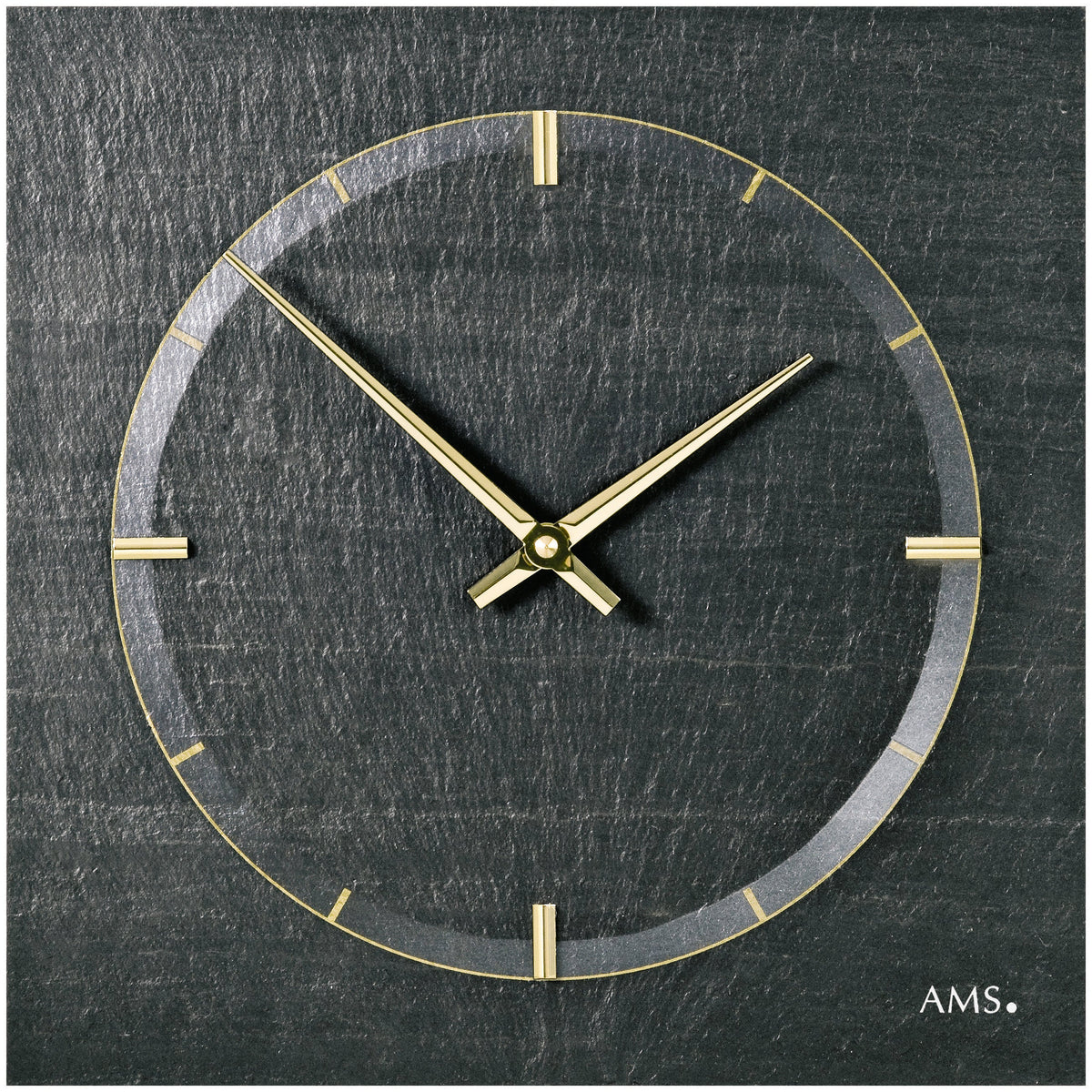 AMS W9516 Wanduhr mit Naturschiefer, Airbrush-Design und Aluminium-Applikation
