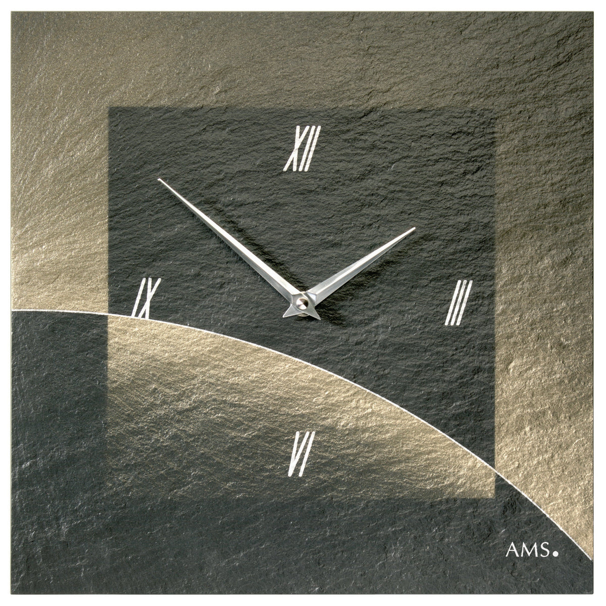 AMS W9519 Wanduhr mit Naturschiefer und Airbrush-Design