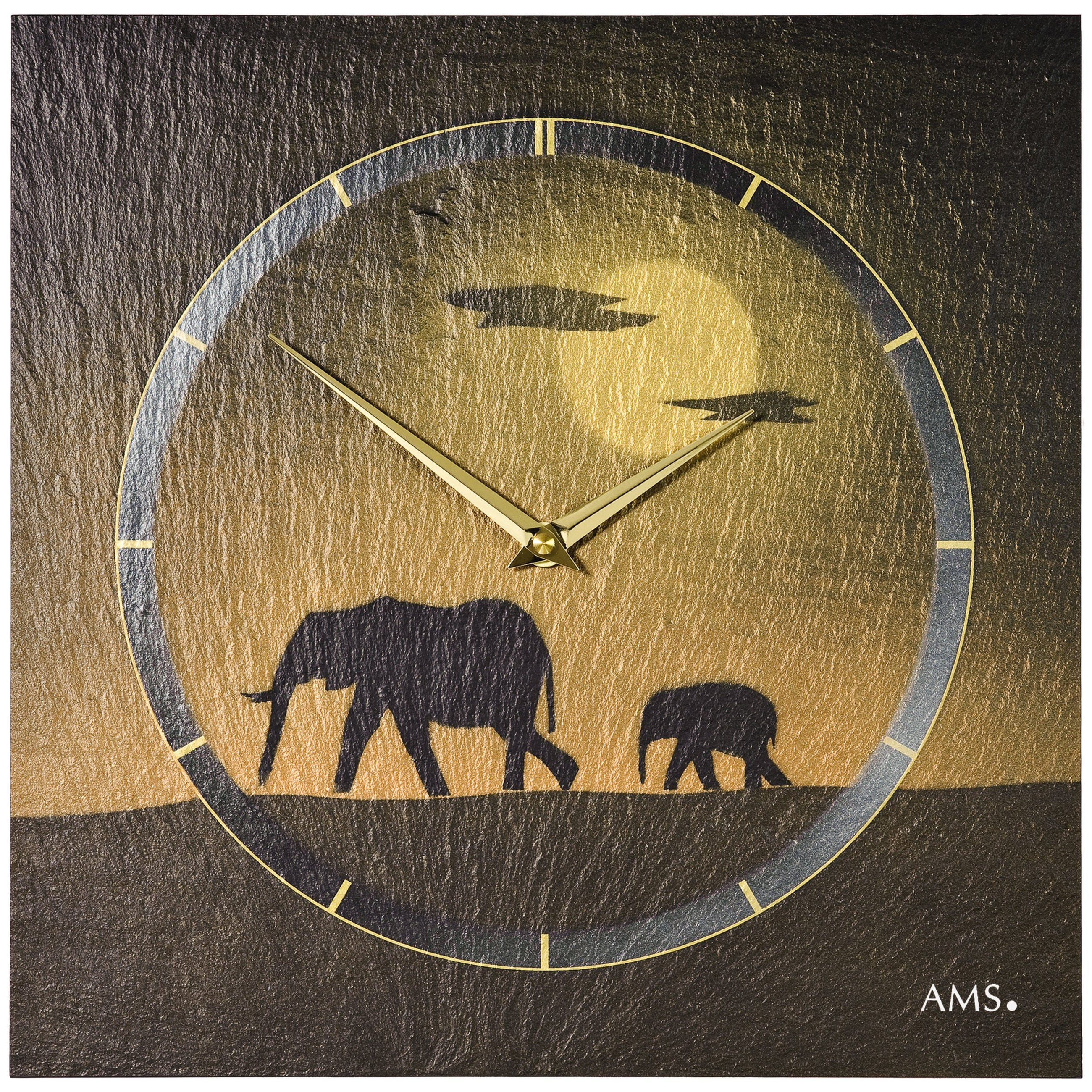 AMS W9523 Wanduhr mit Naturschiefer und Airbrush-Design