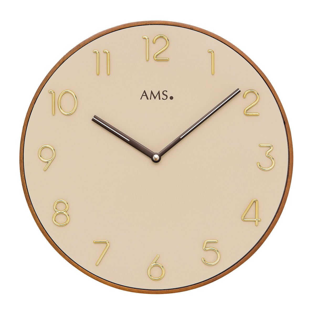 AMS W9563 Wanduhr mit Holzgehäuse und aufgelegten Zahlen