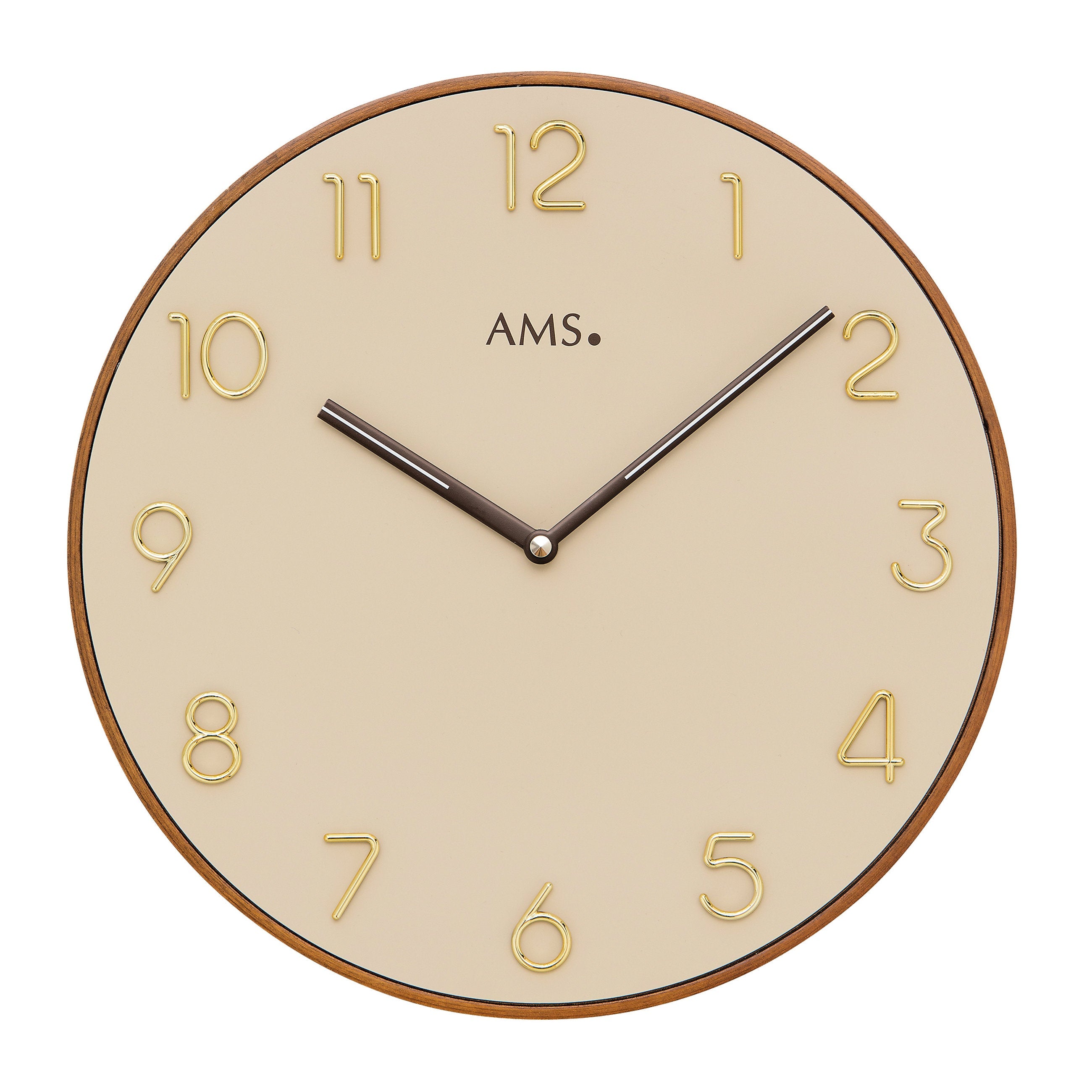 AMS W9563 Wanduhr mit Holzgehäuse und aufgelegten Zahlen