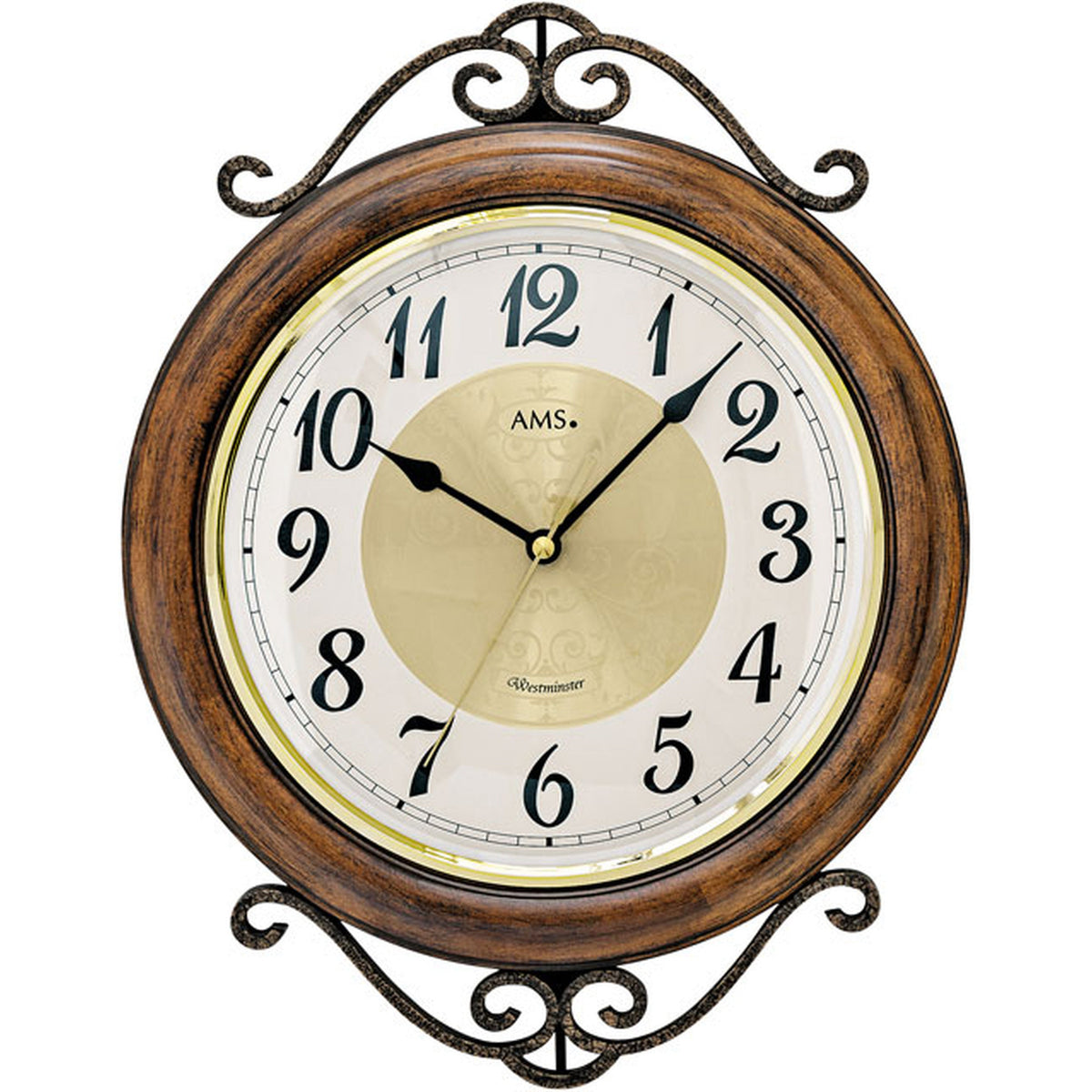 AMS W9565 Wanduhr mit Massivholzgehäuse und Westminster-Schlagwerk