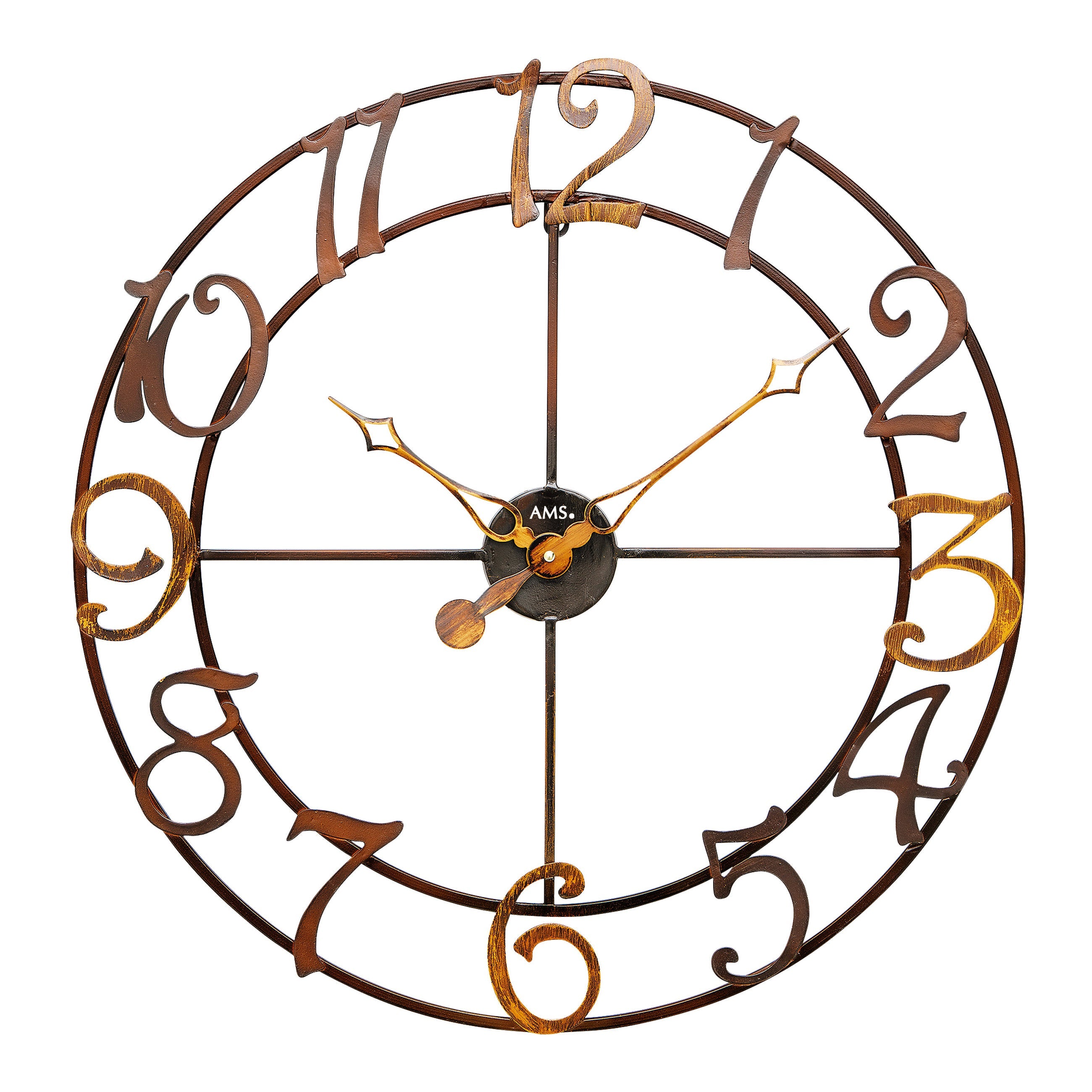 AMS W9566 Wanduhr mit Metallgehäuse und arabischen Ziffern