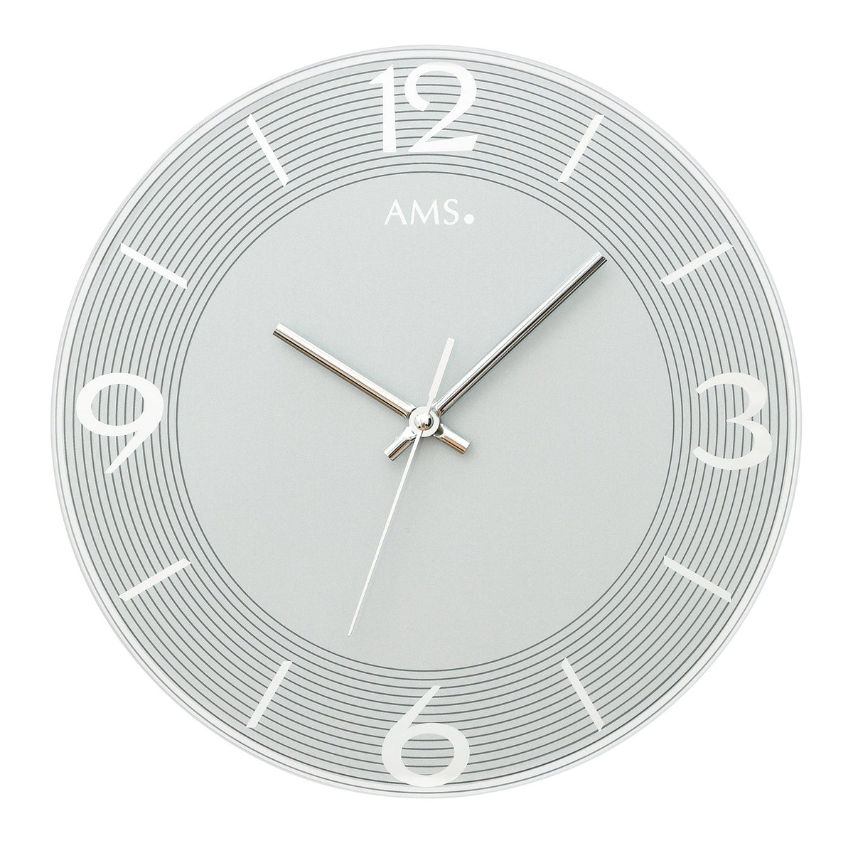 AMS W9571 Wanduhr mit facettiertem Spiegelglas blaugrau