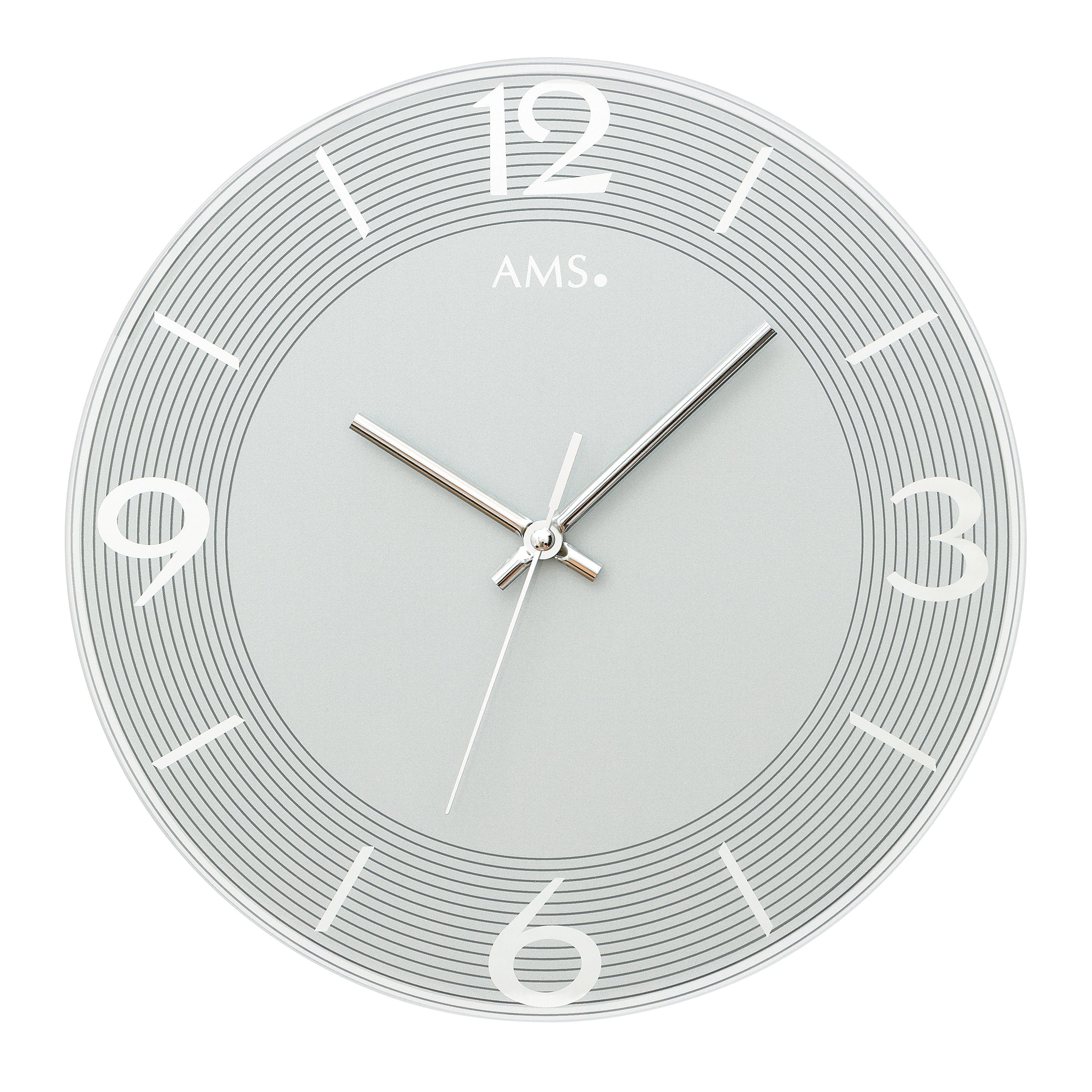 AMS W9571 Wanduhr mit facettiertem Spiegelglas blaugrau