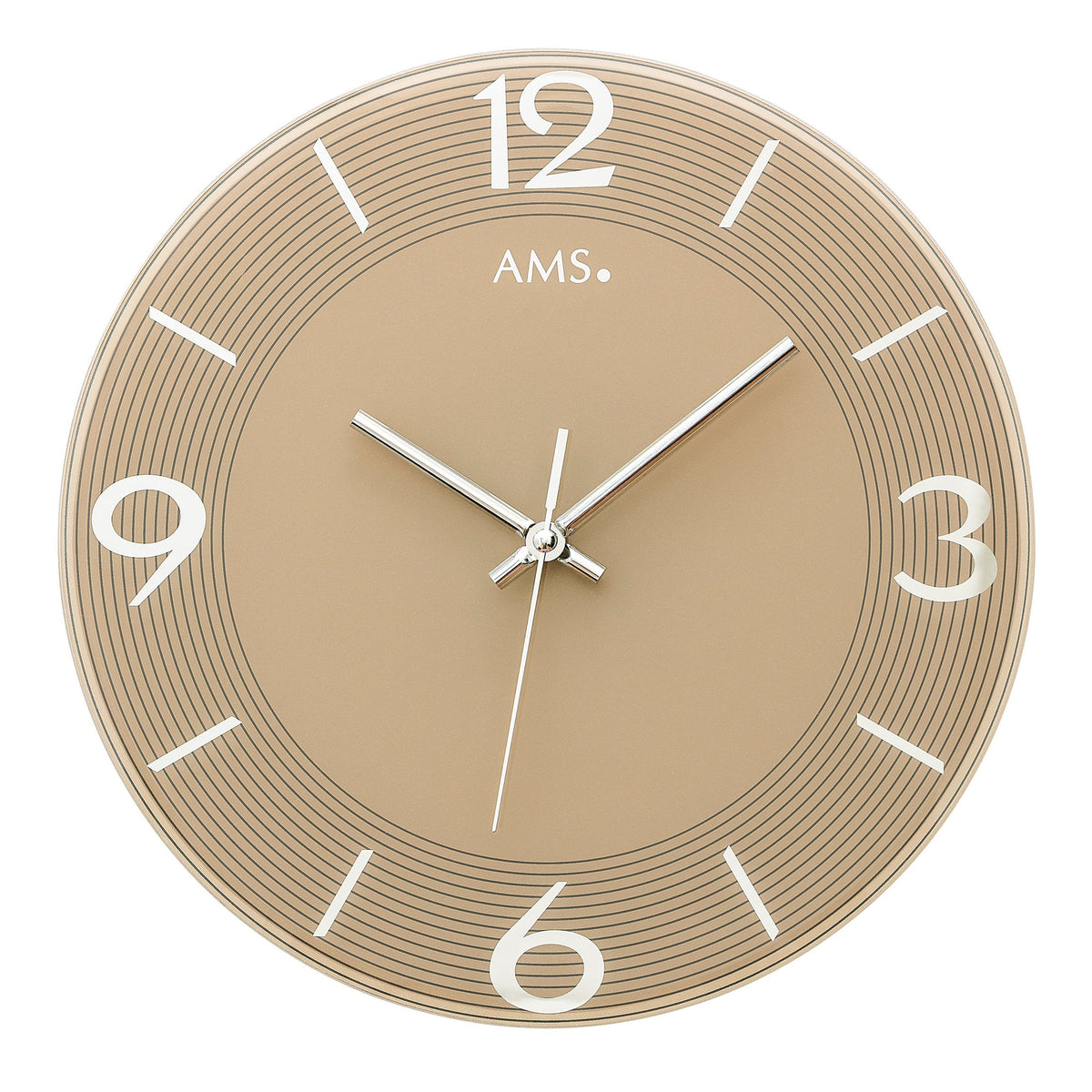 AMS W9572 Wanduhr mit facettiertem Spiegelglas hellbraun