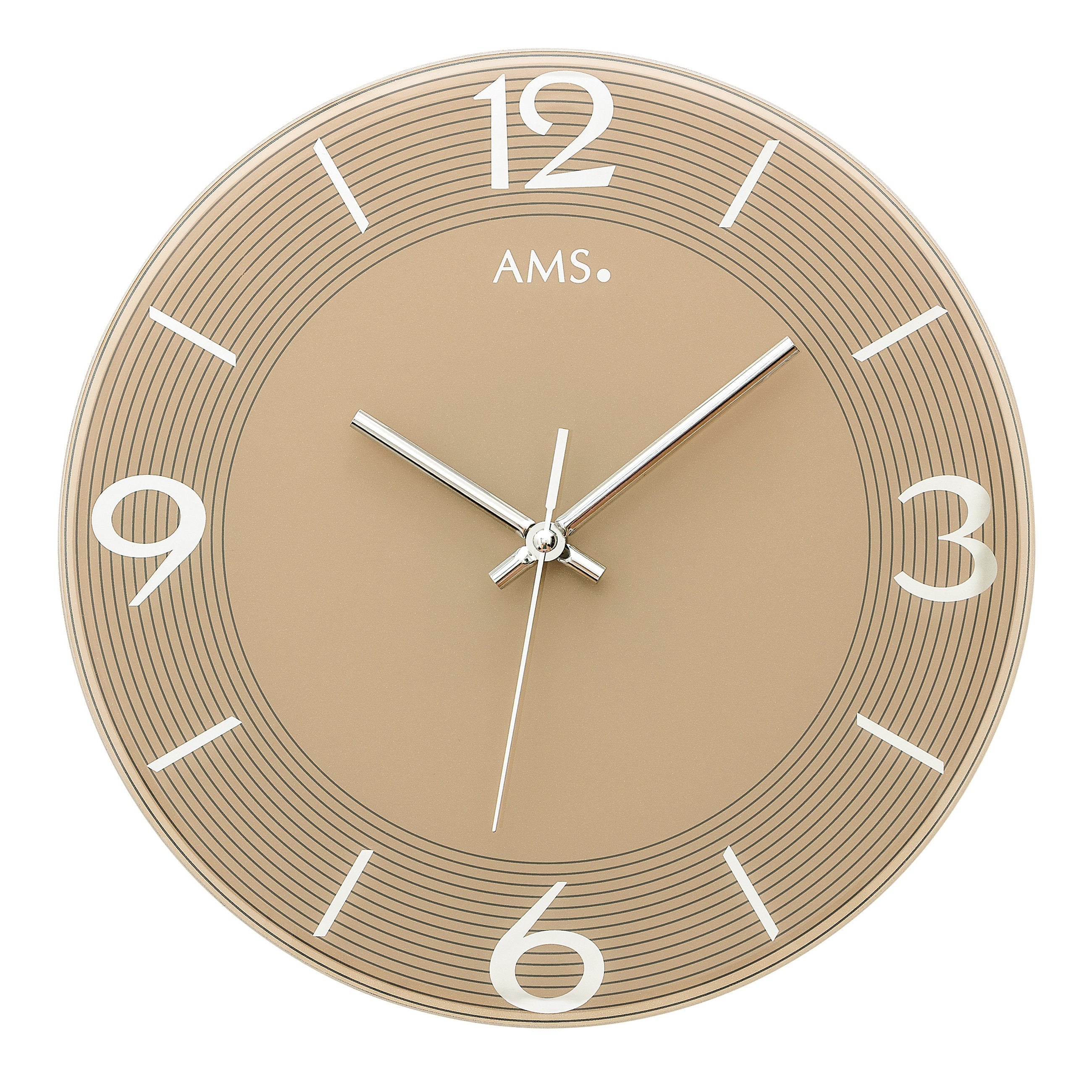 AMS W9572 Wanduhr mit facettiertem Spiegelglas hellbraun