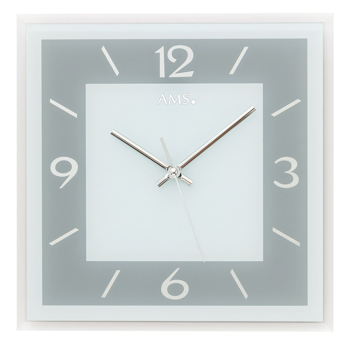 AMS W9573 Wanduhr mit facettiertem Spiegelglas blaugrau