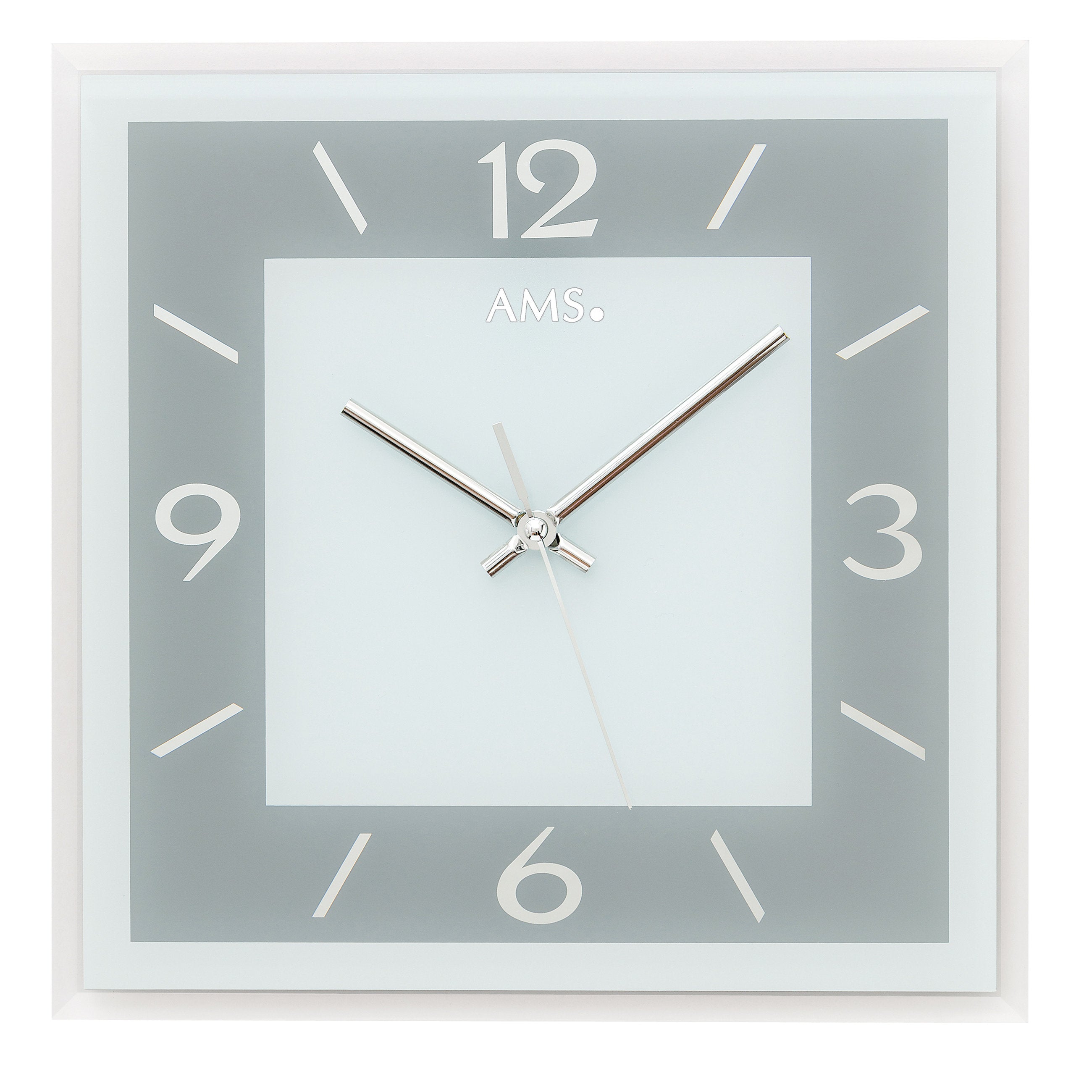 AMS W9573 Wanduhr mit facettiertem Spiegelglas blaugrau