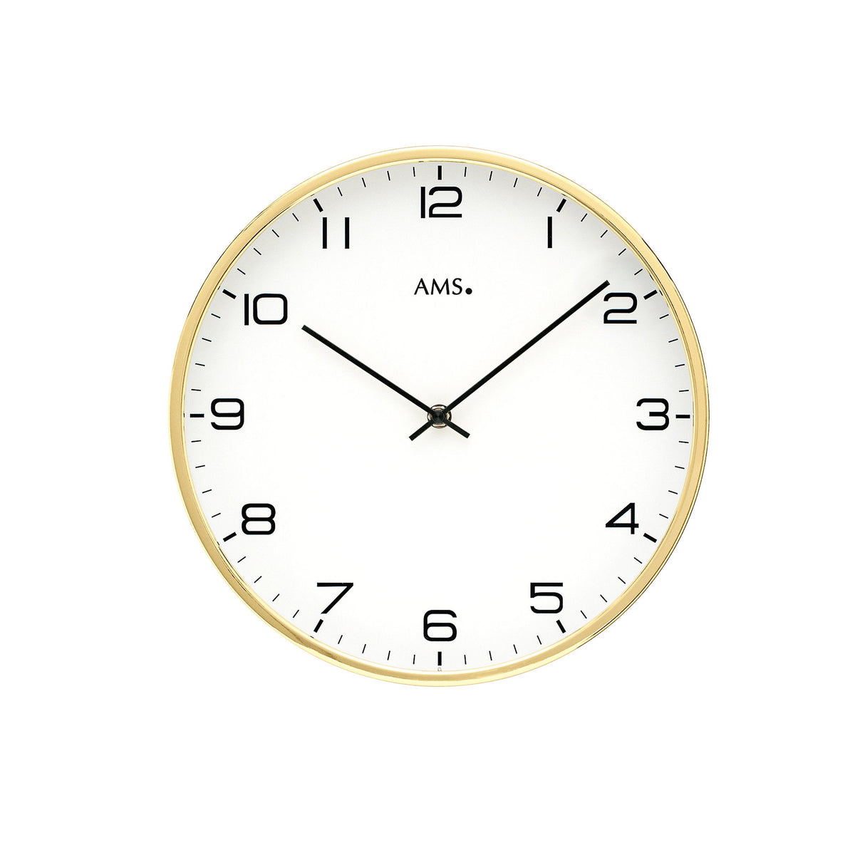 AMS W9657 Wanduhr mit messinglackiertem Metallgehäuse